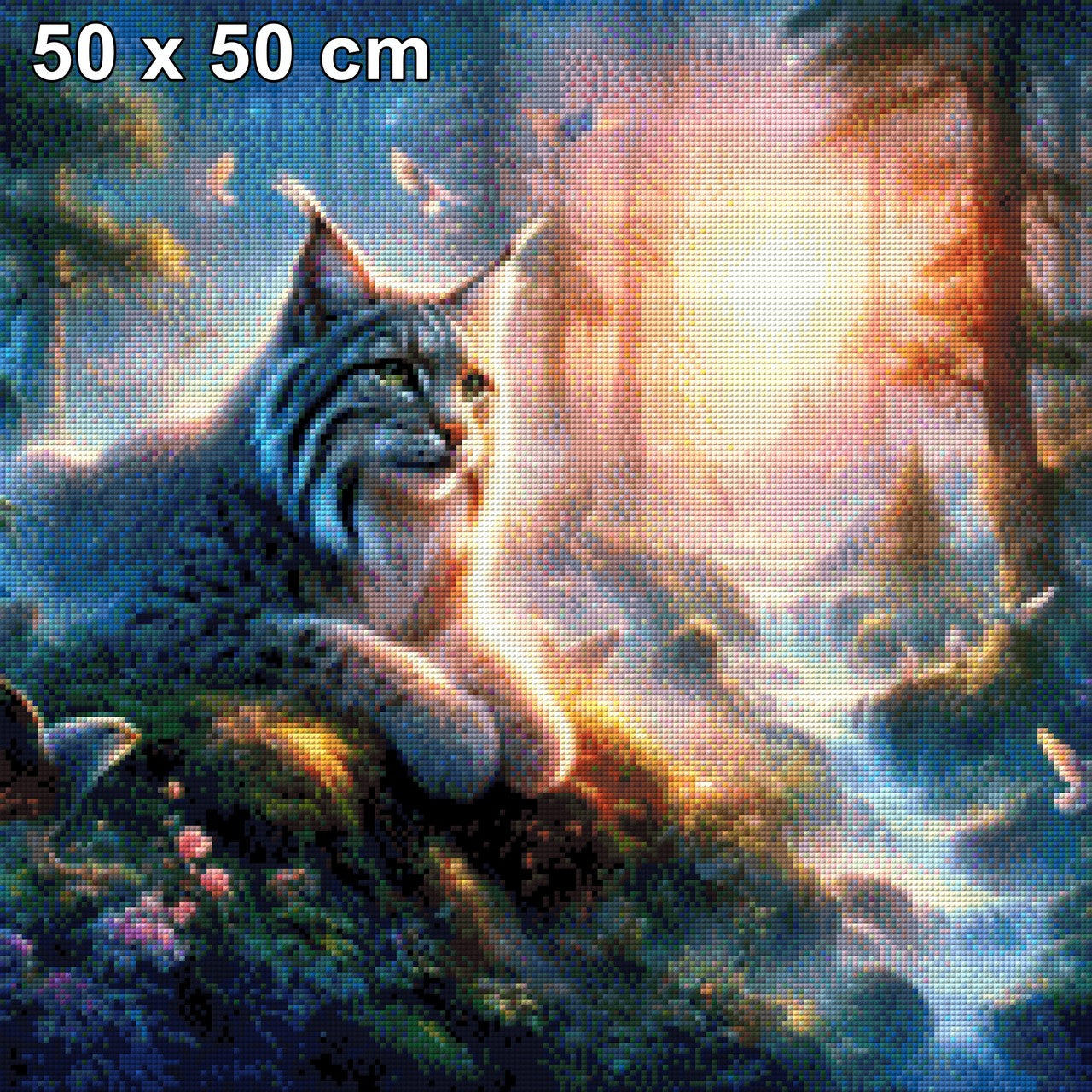 Mooswächter, Luchs am Fluss - Diamond Painting