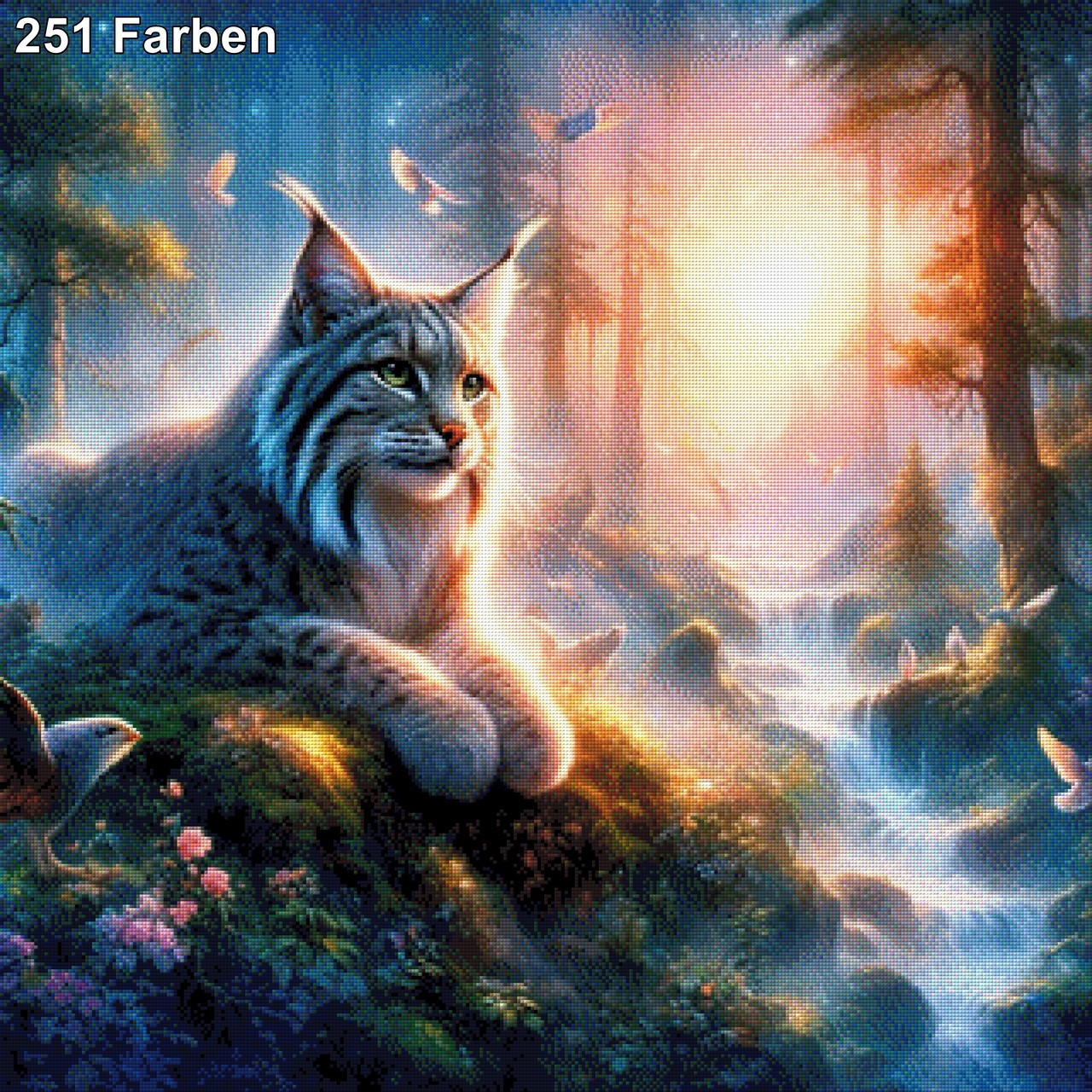 Mooswächter, Luchs am Fluss - Diamond Painting
