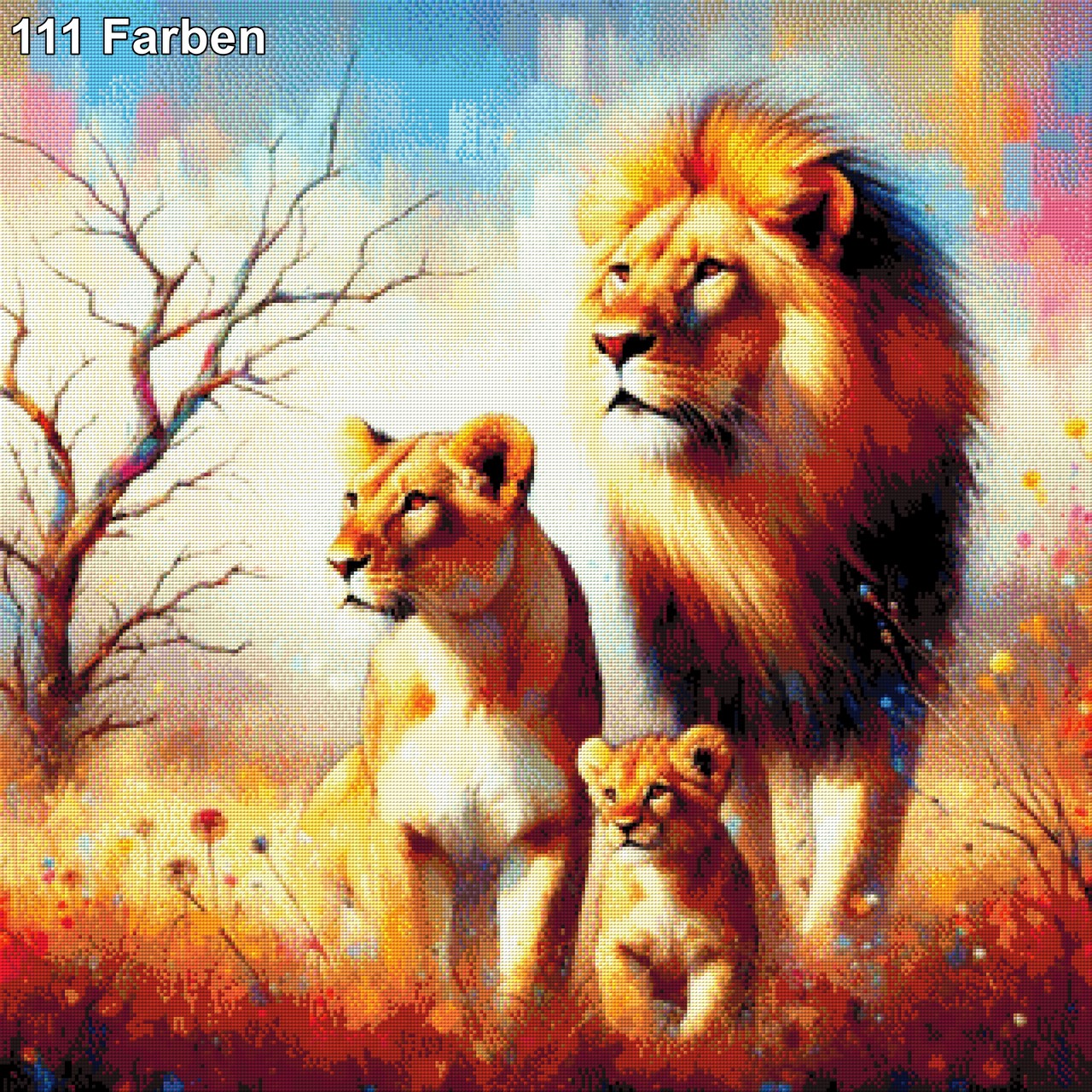 Löwenheim, Löwenfamilie - Diamond Painting
