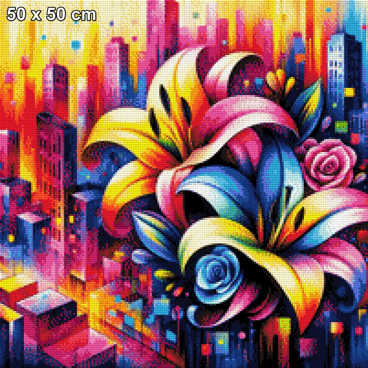 Abstrakte Lilien - Diamond Painting