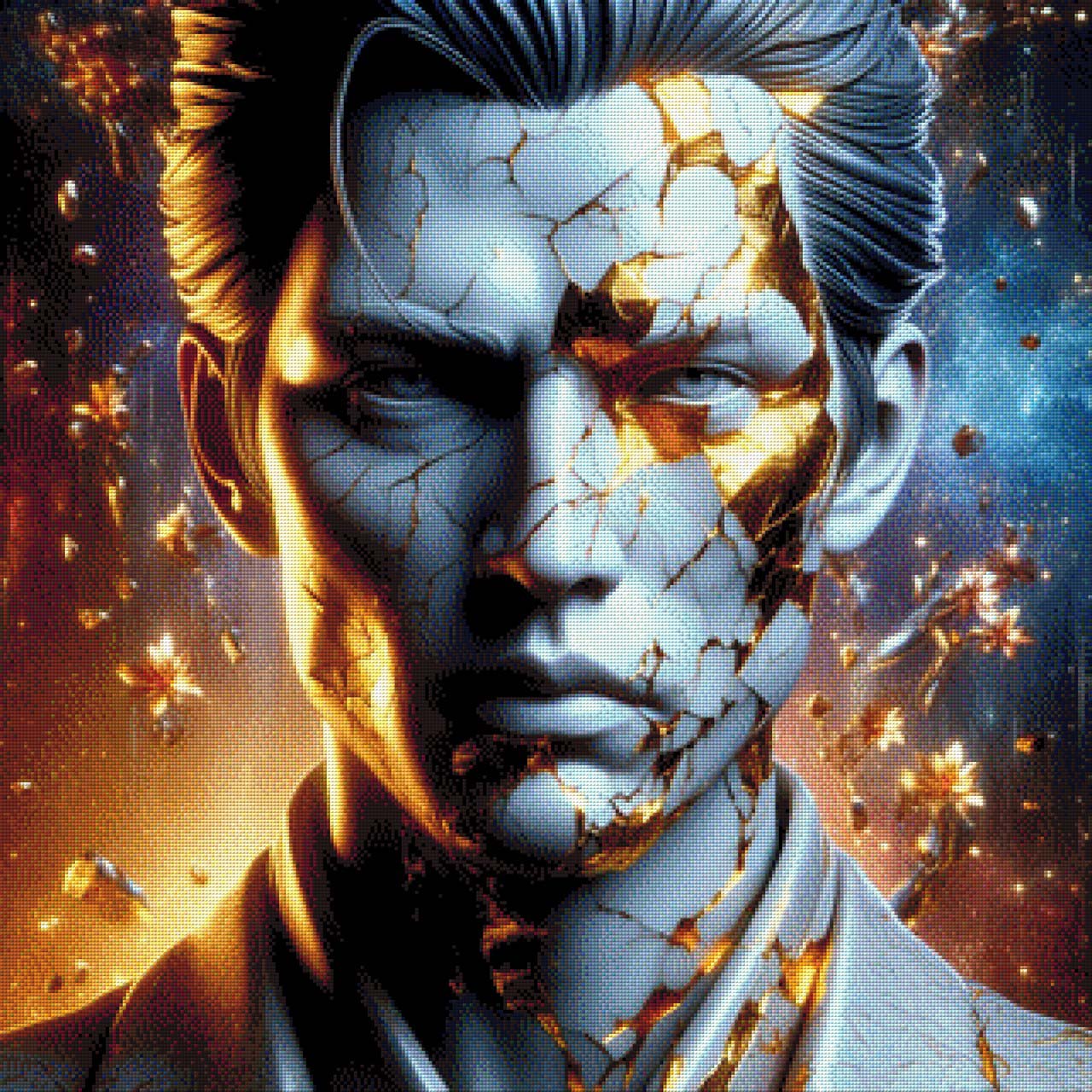 Mann in Gold - Diamond Painting