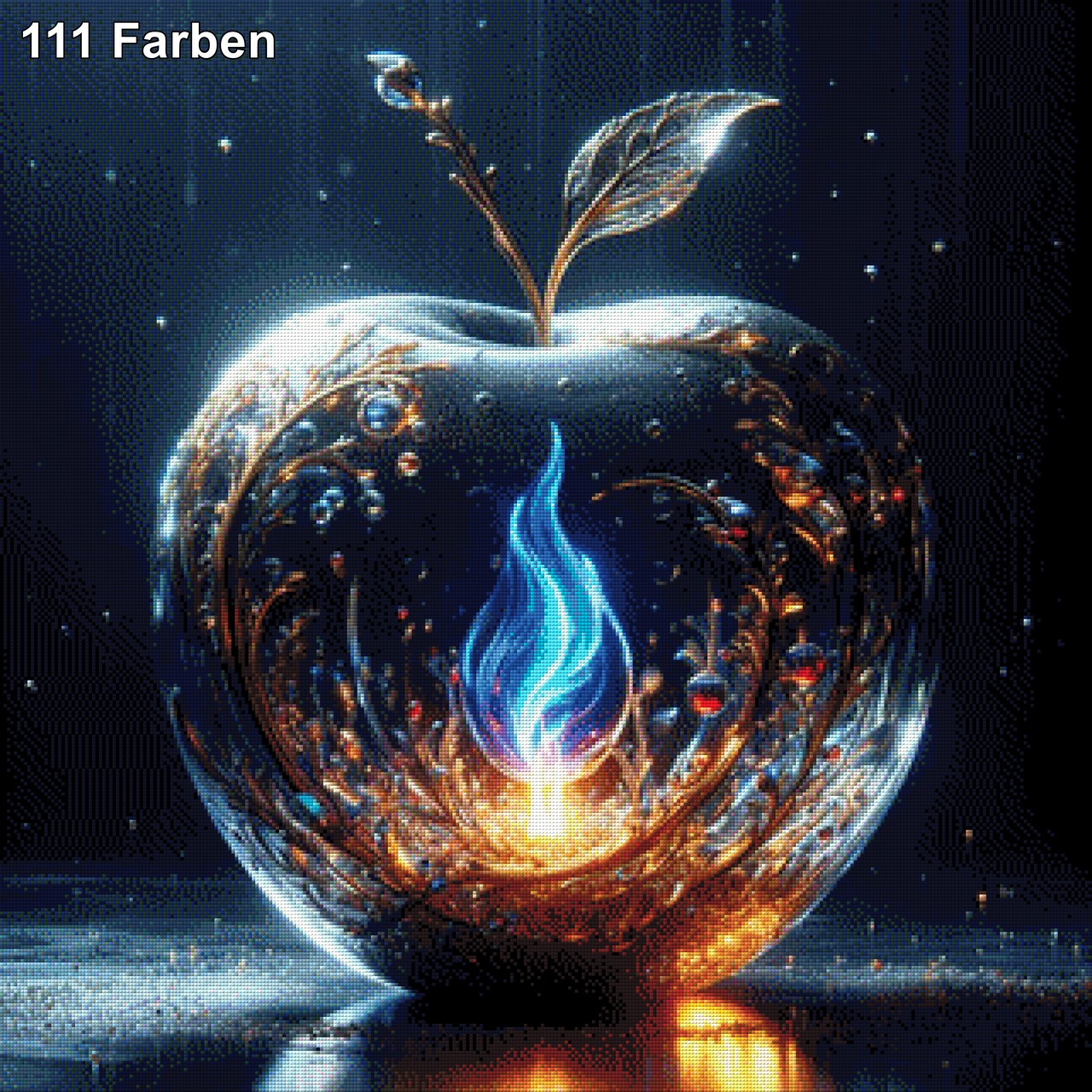 Seelenlicht, Kristallapfel mit Flamme - Diamond Painting