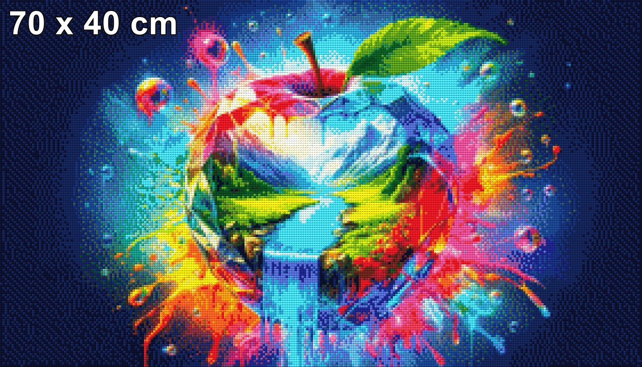 Bunter Apfel mit Fluss - Diamond Painting