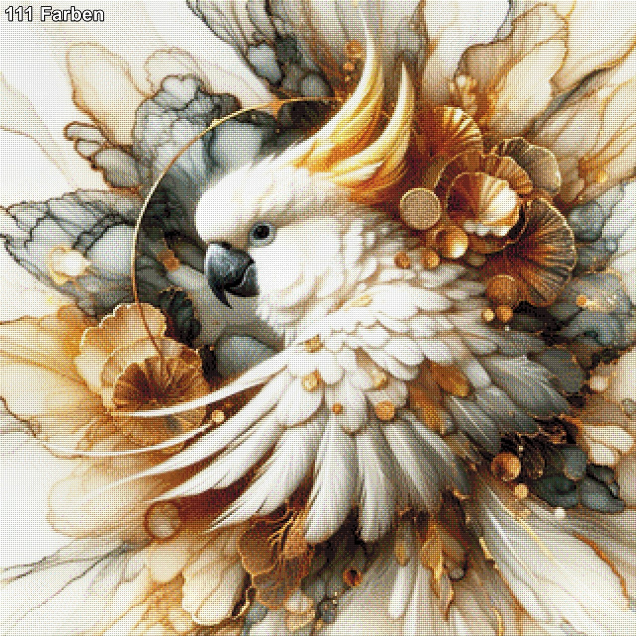 Papagei Grau/Gold - Diamond Painting