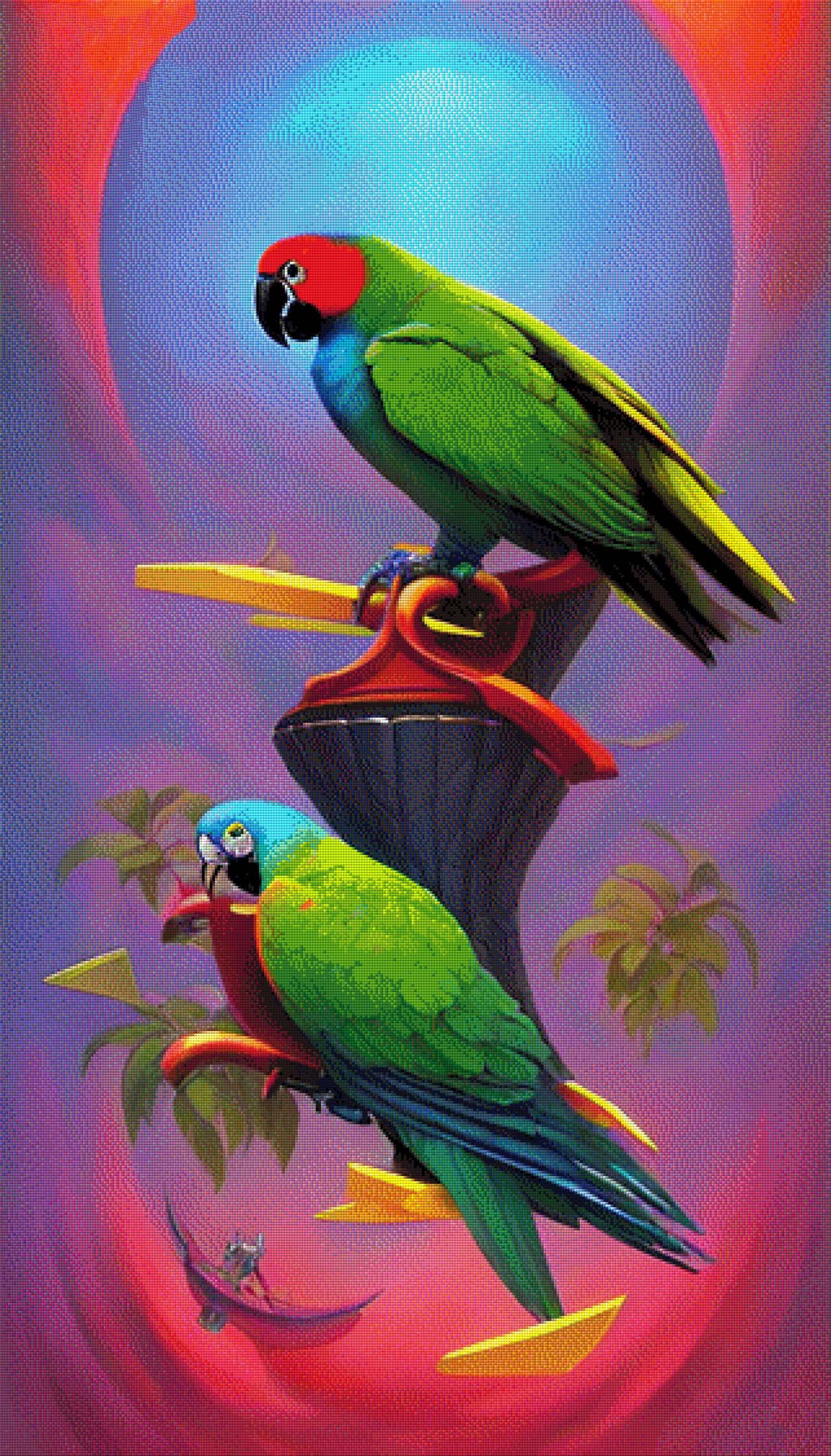 Grüne Papageien - Diamond Painting