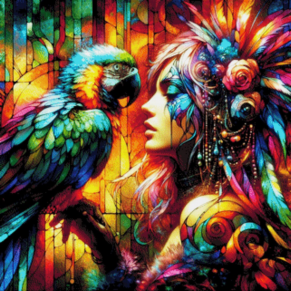 Papageienlady - Diamond Painting