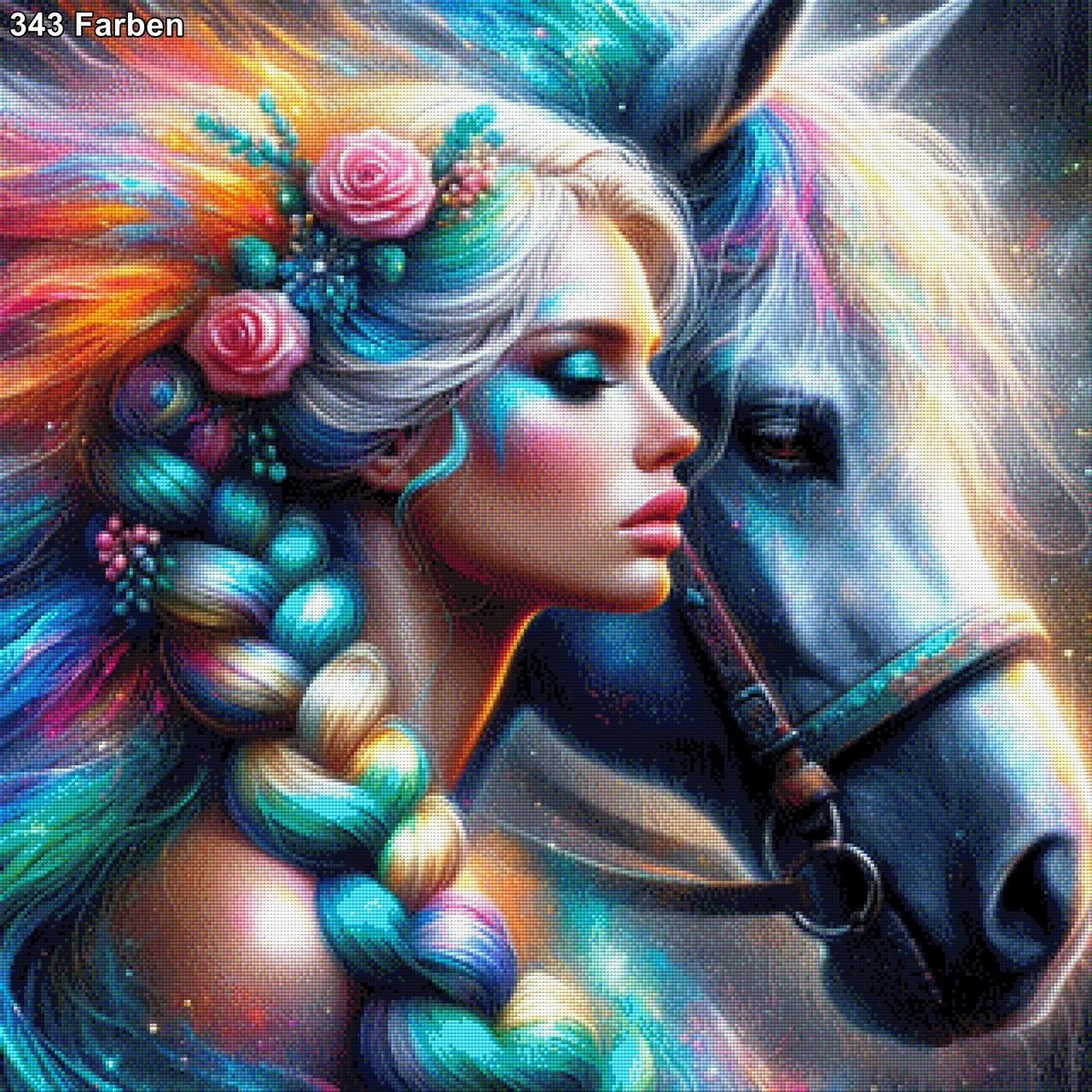 Aurora mit ihrem Pferd - Diamond Painting