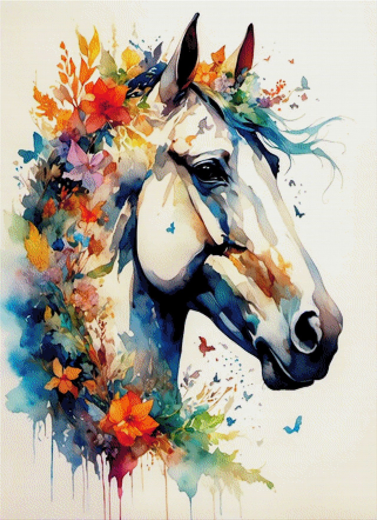 Pferd mit Blumenmähne - Diamond Painting