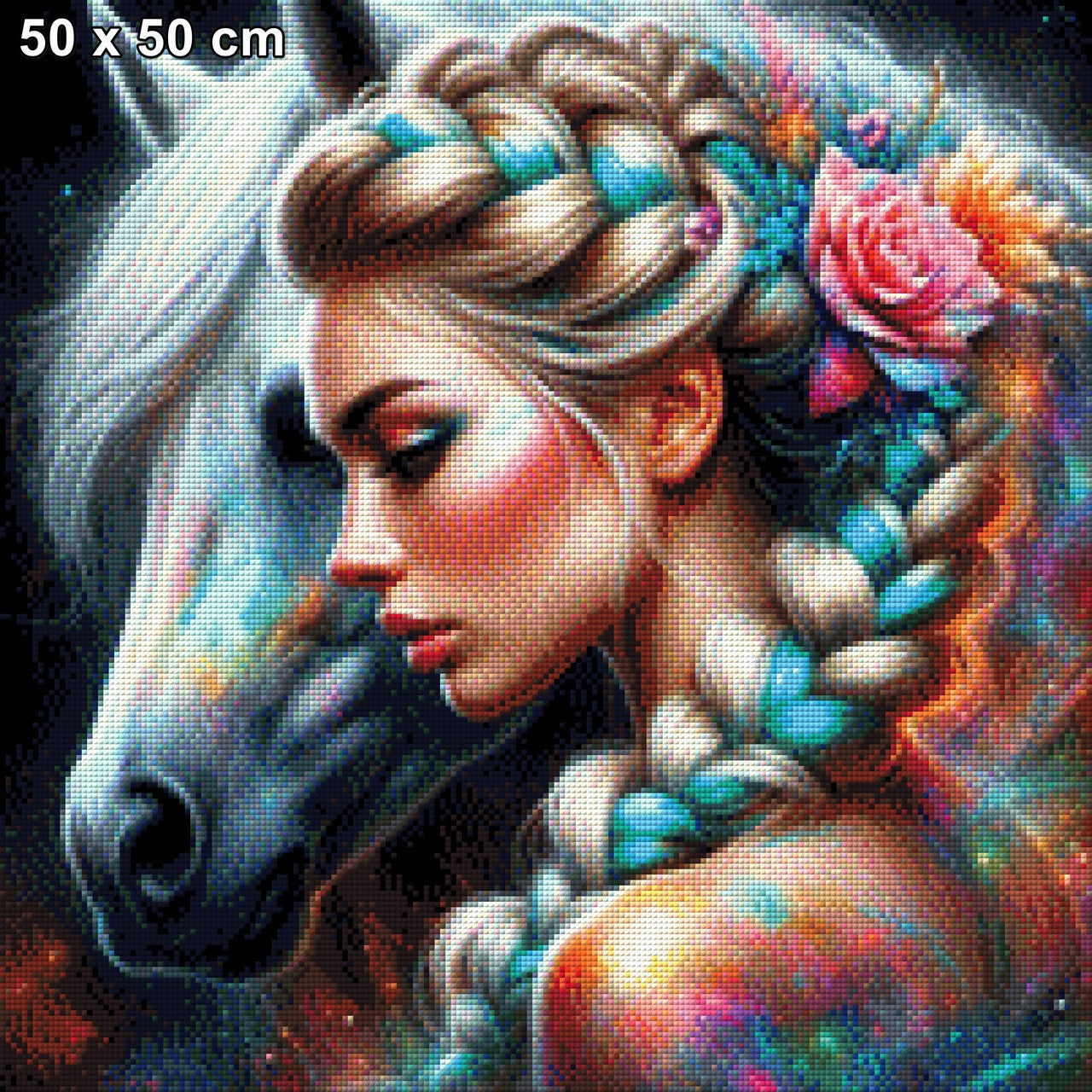 Carla und Pferd Simba - Diamond Painting