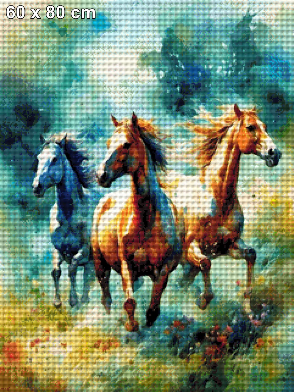 Pferde in der Wiese Aquarell - Diamond Painting