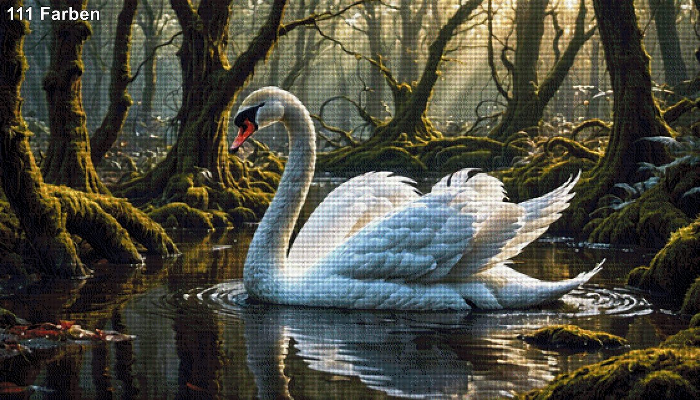 Schwan im Teich - Diamond Painting
