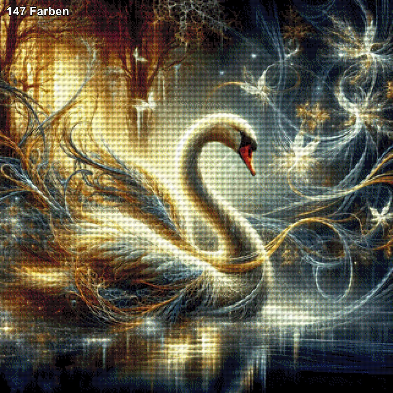 Schwan im Feenwald - Diamond Painting