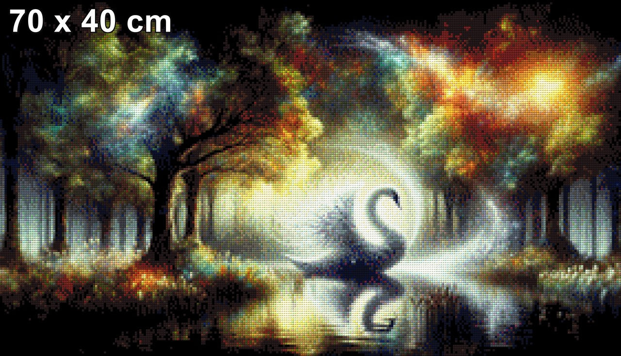 Schwan im Zauberwald - Diamond Painting