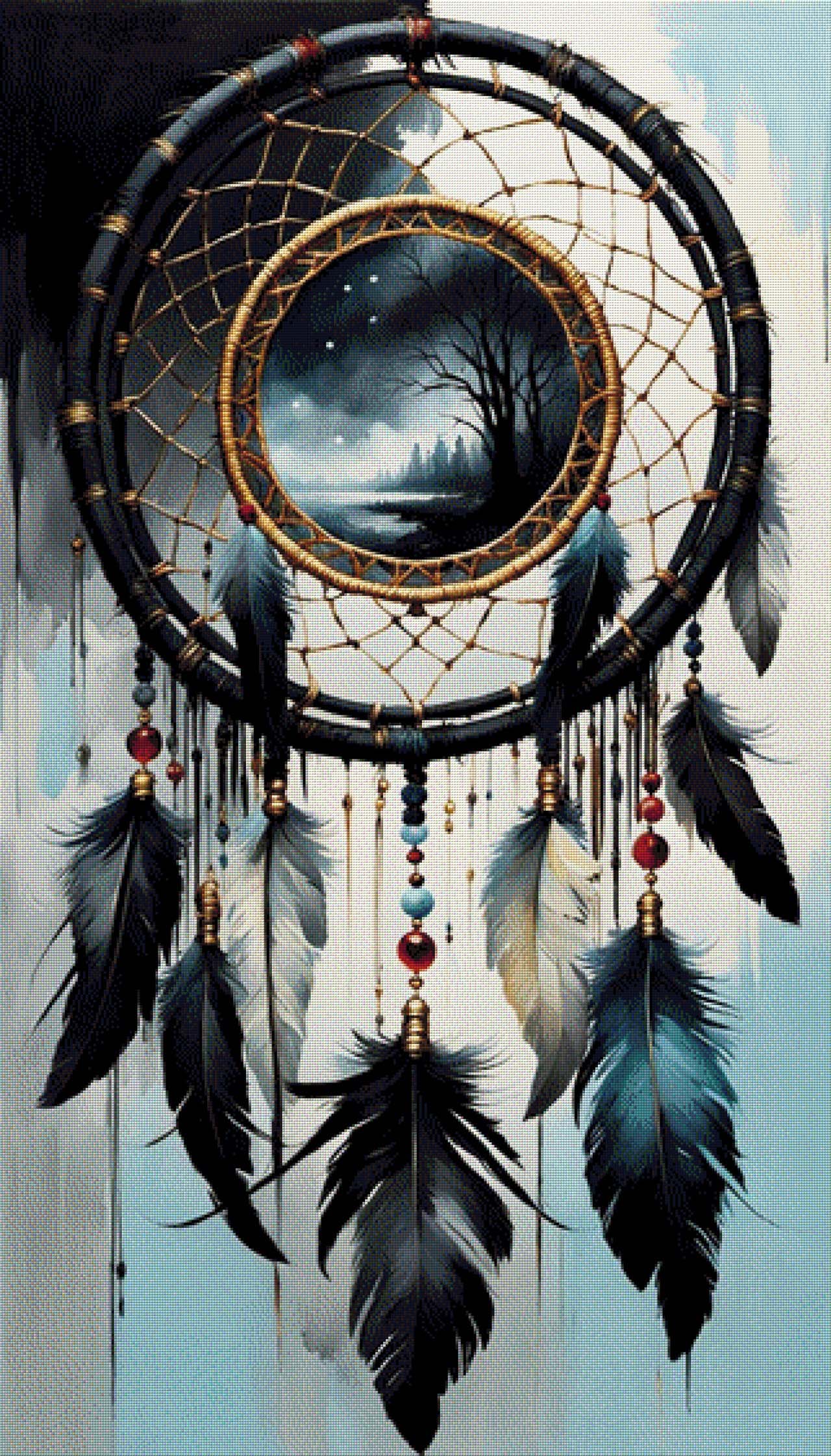 Traumfänger schwarz - Diamond Painting