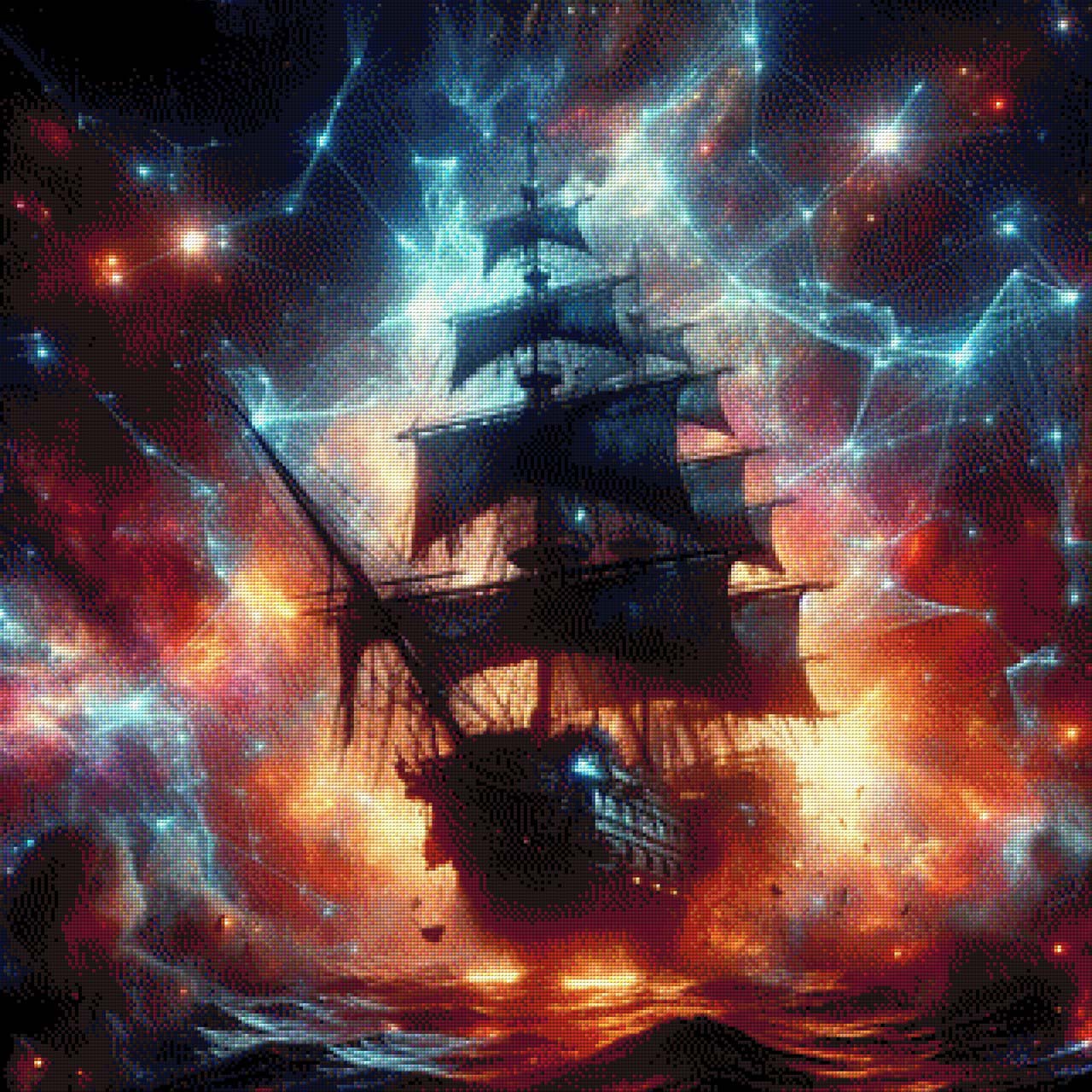 Piratenschiff bei Nacht - Diamond Painting