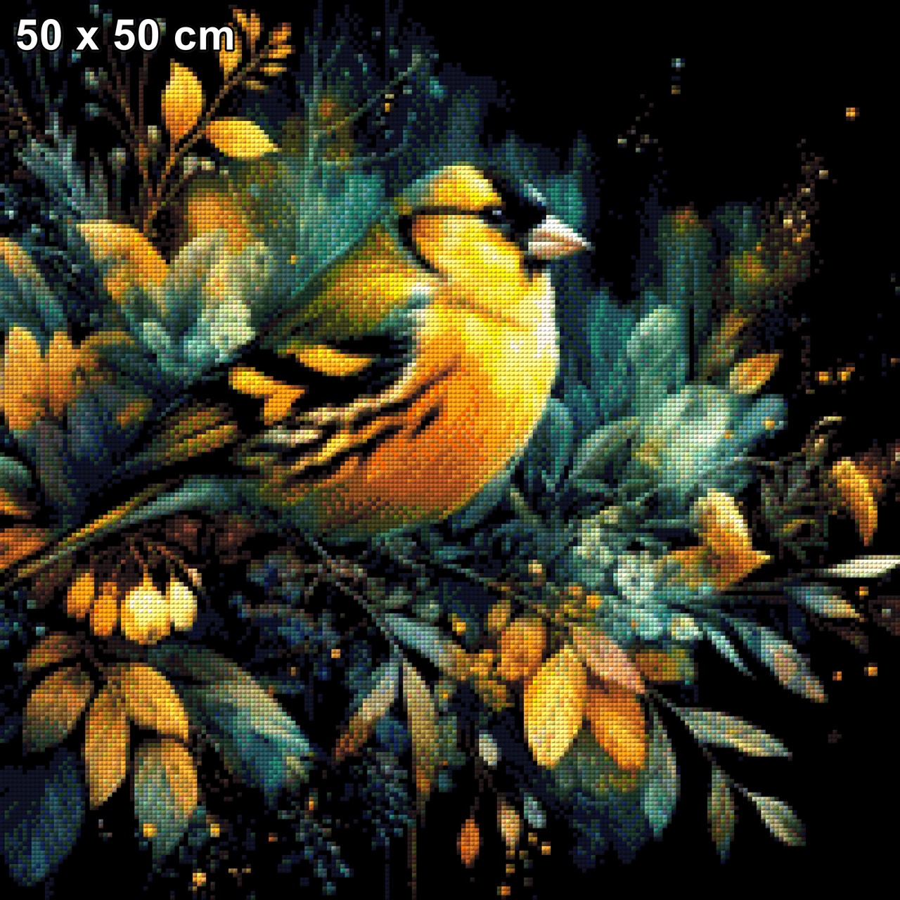 Gelber Vogel im Bukett - Diamond Painting