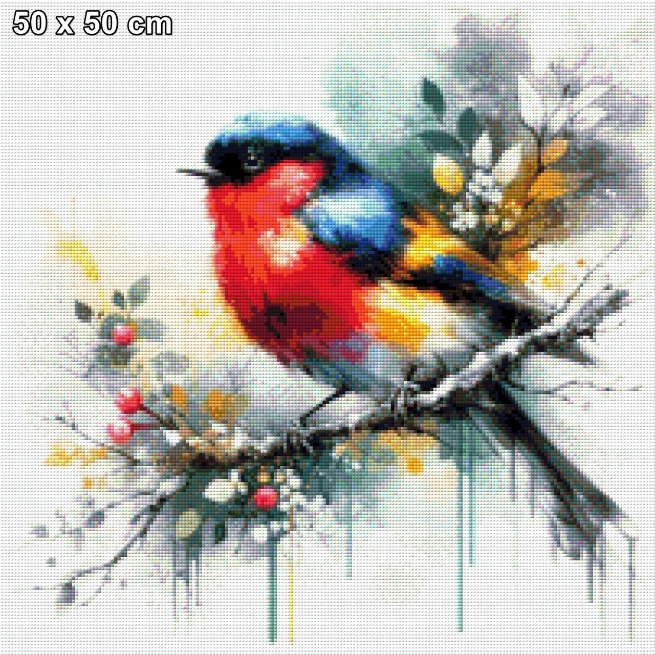 Rotkelchen auf Ast - Diamond Painting