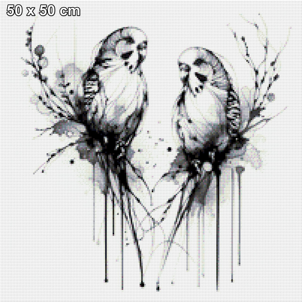 Sittiche schwarz/weiß - Diamond Painting