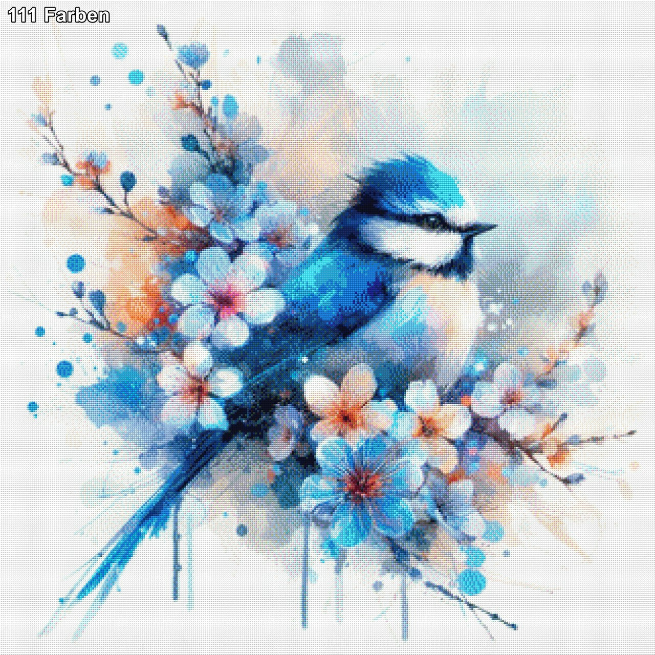 Blauer Vogel Aquarell - Diamond Painting