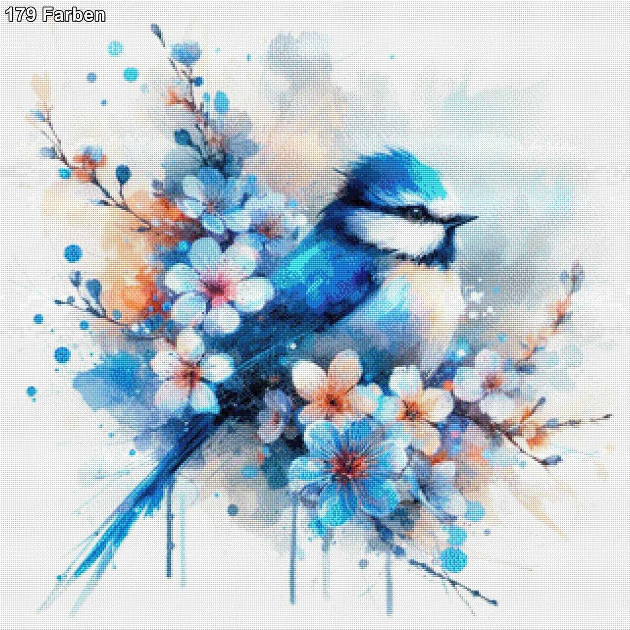 Blauer Vogel Aquarell - Diamond Painting