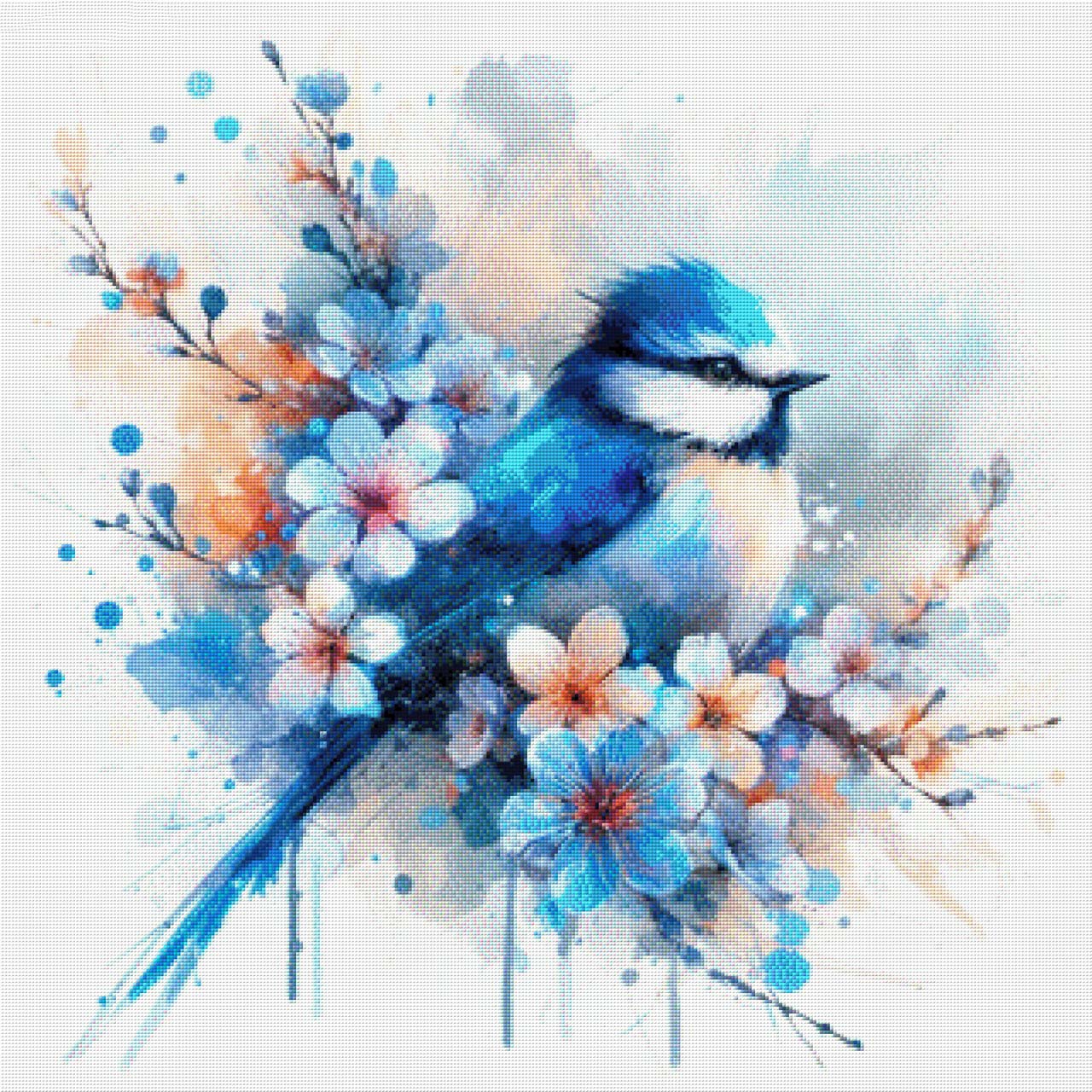 Blauer Vogel Aquarell - Diamond Painting