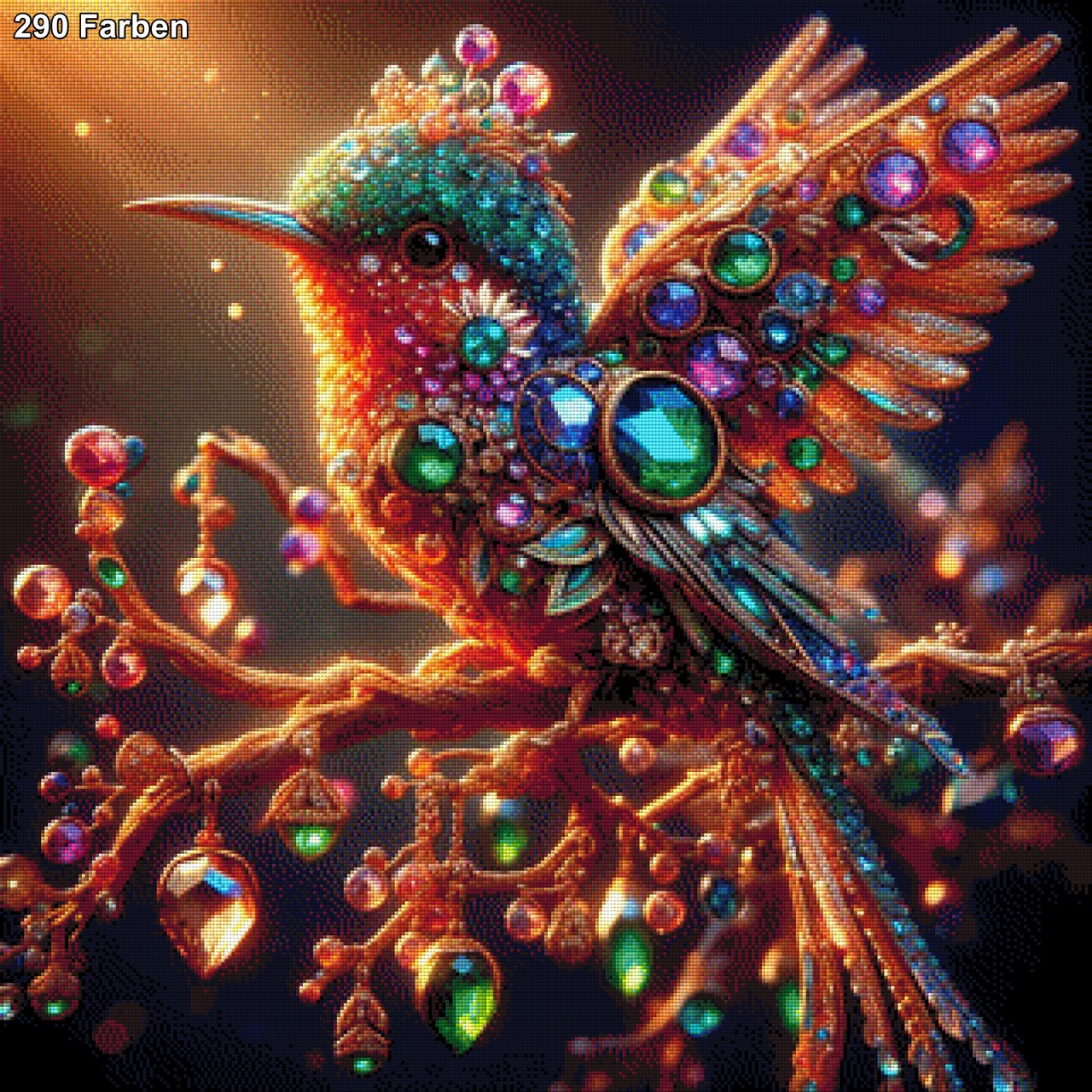 Bunter Kristallvogel - Diamond Painting