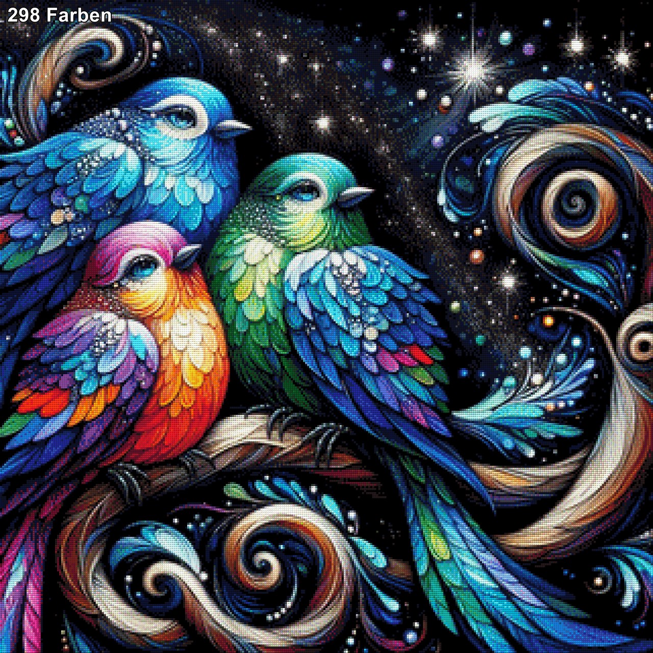 Buntes Vogeltrio - Diamond Painting