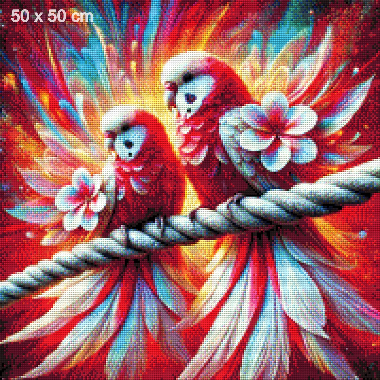 Rote Sittiche - Diamond Painting