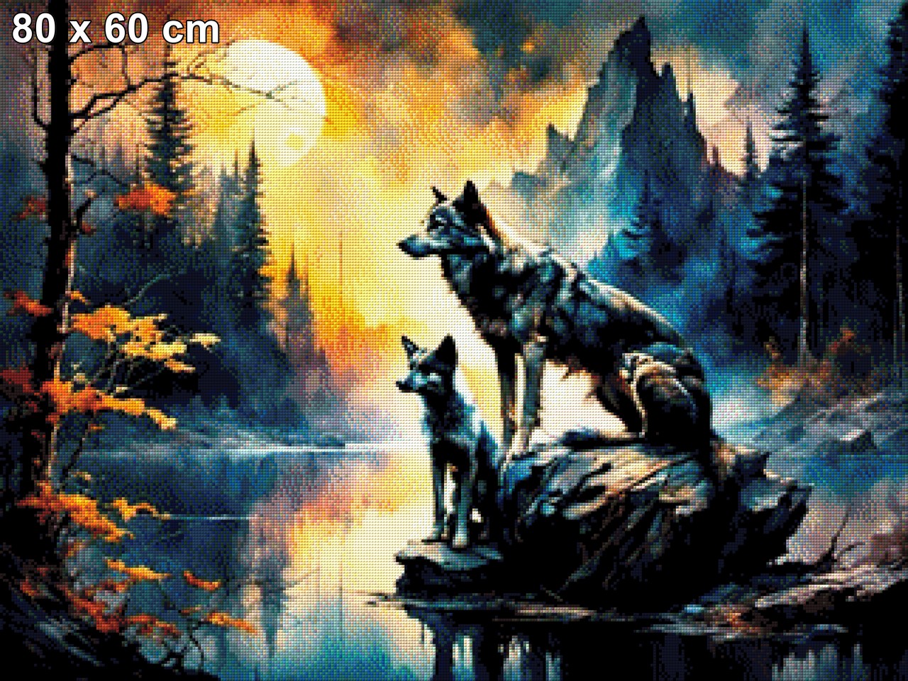 Mama Wolf im Mondschein - Diamond Painting