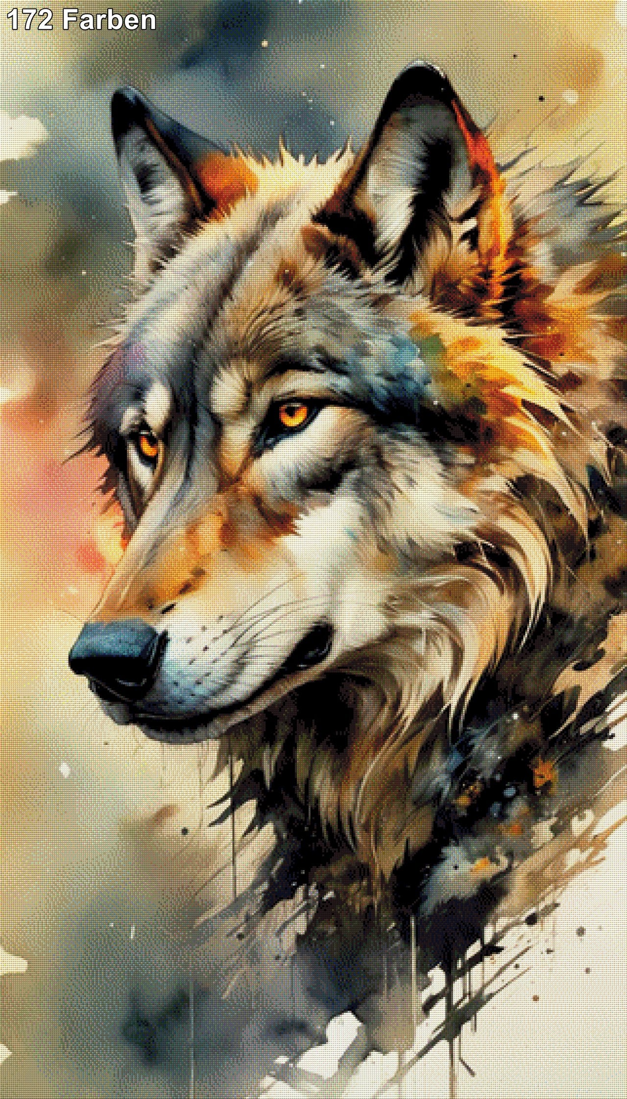 Wolfskopf Aquarell - Diamond Painting