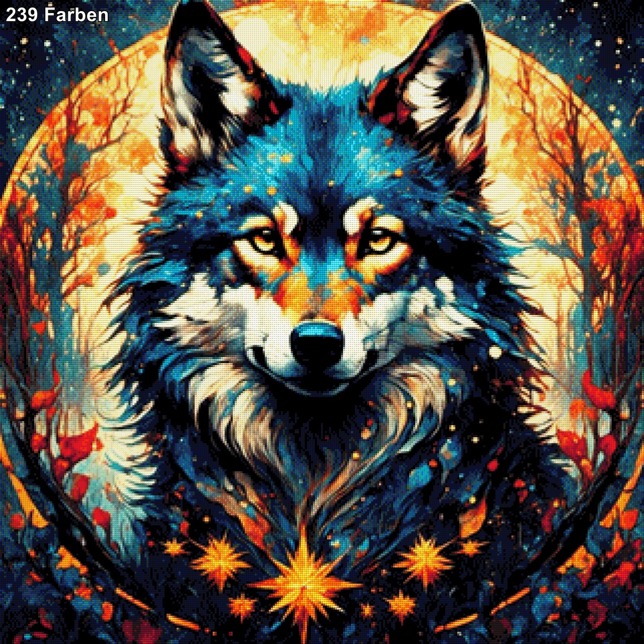 Wolf im Mond - Diamond Painting