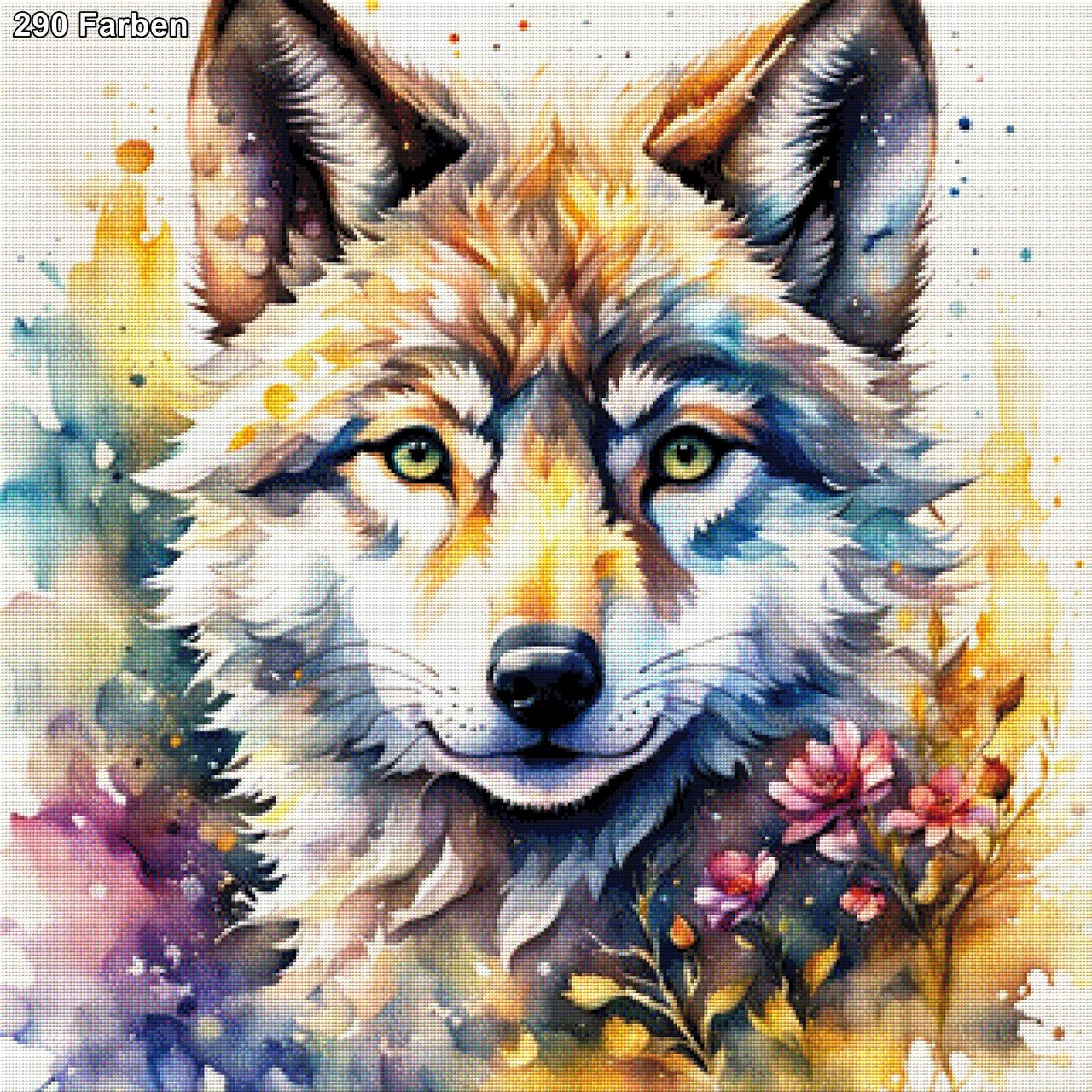 Wolfsbaby bunt - Diamond Painting