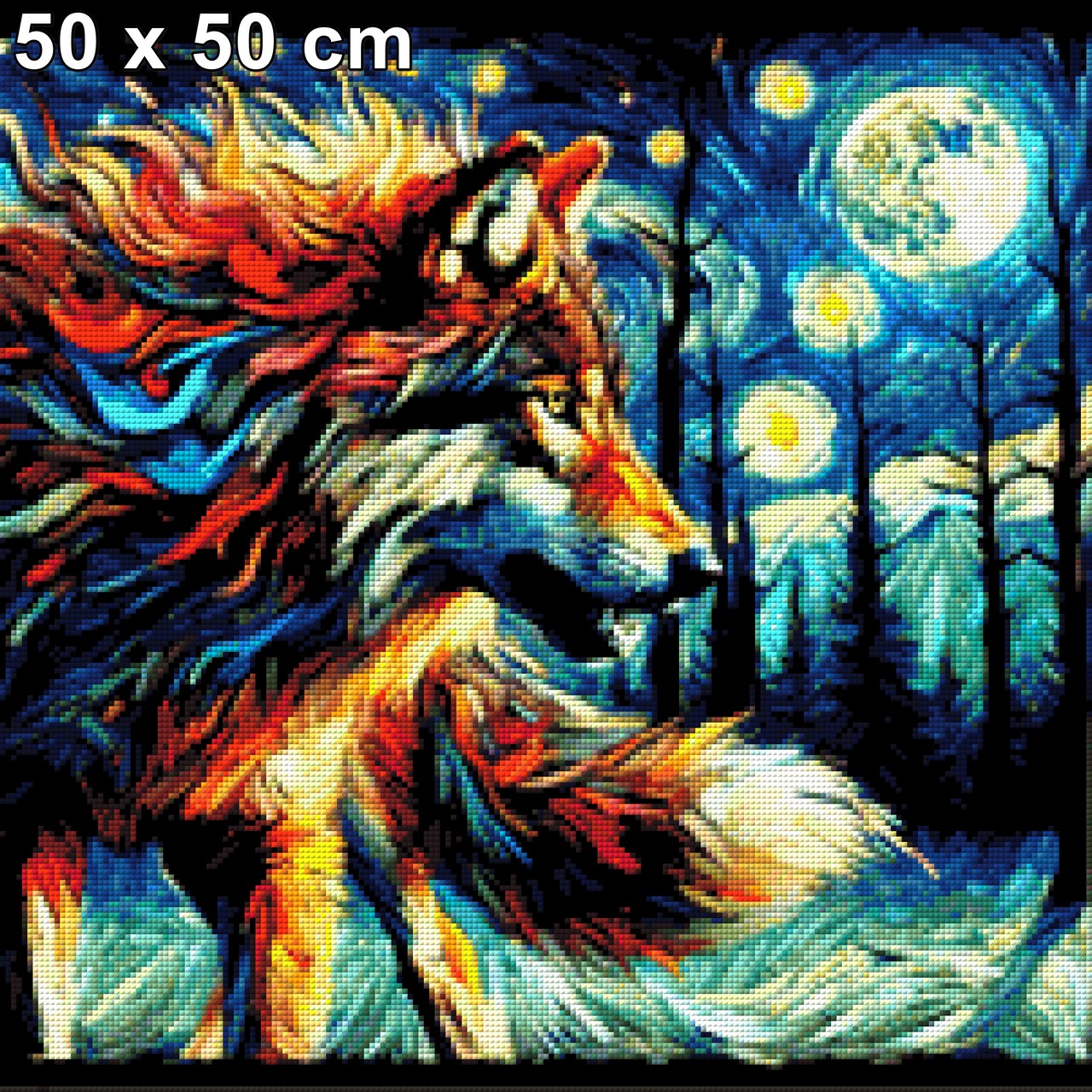 Wolf im Van Gogh Stil - Diamond Painting