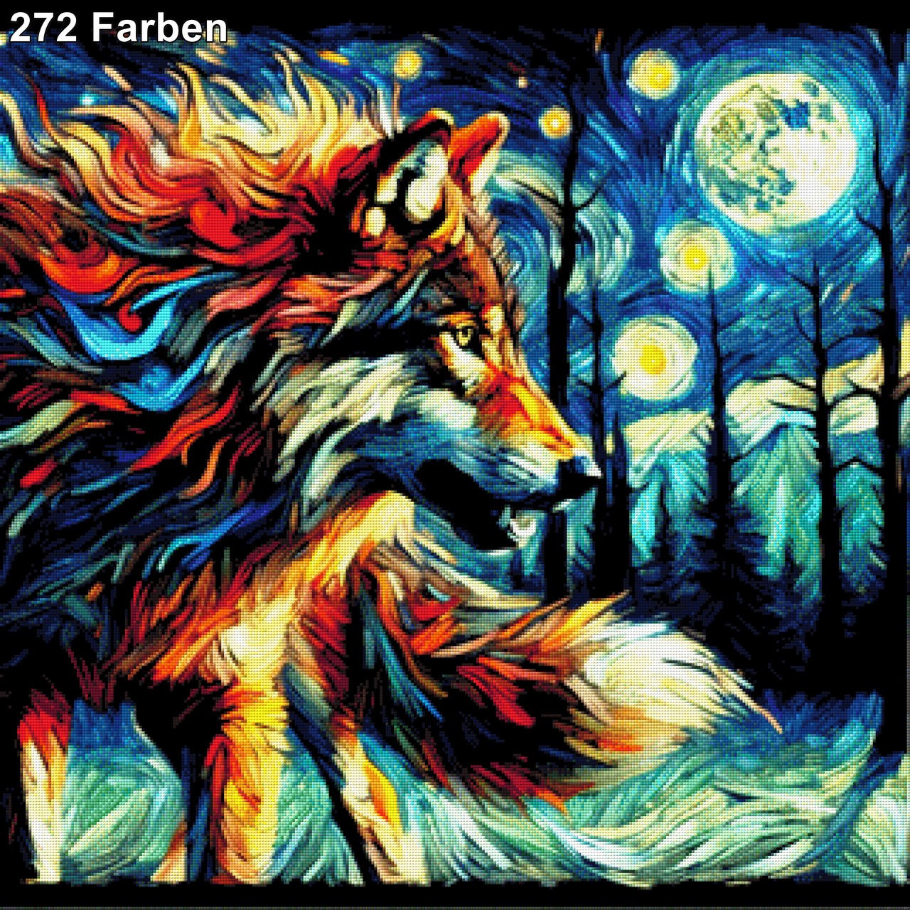 Wolf im Van Gogh Stil - Diamond Painting