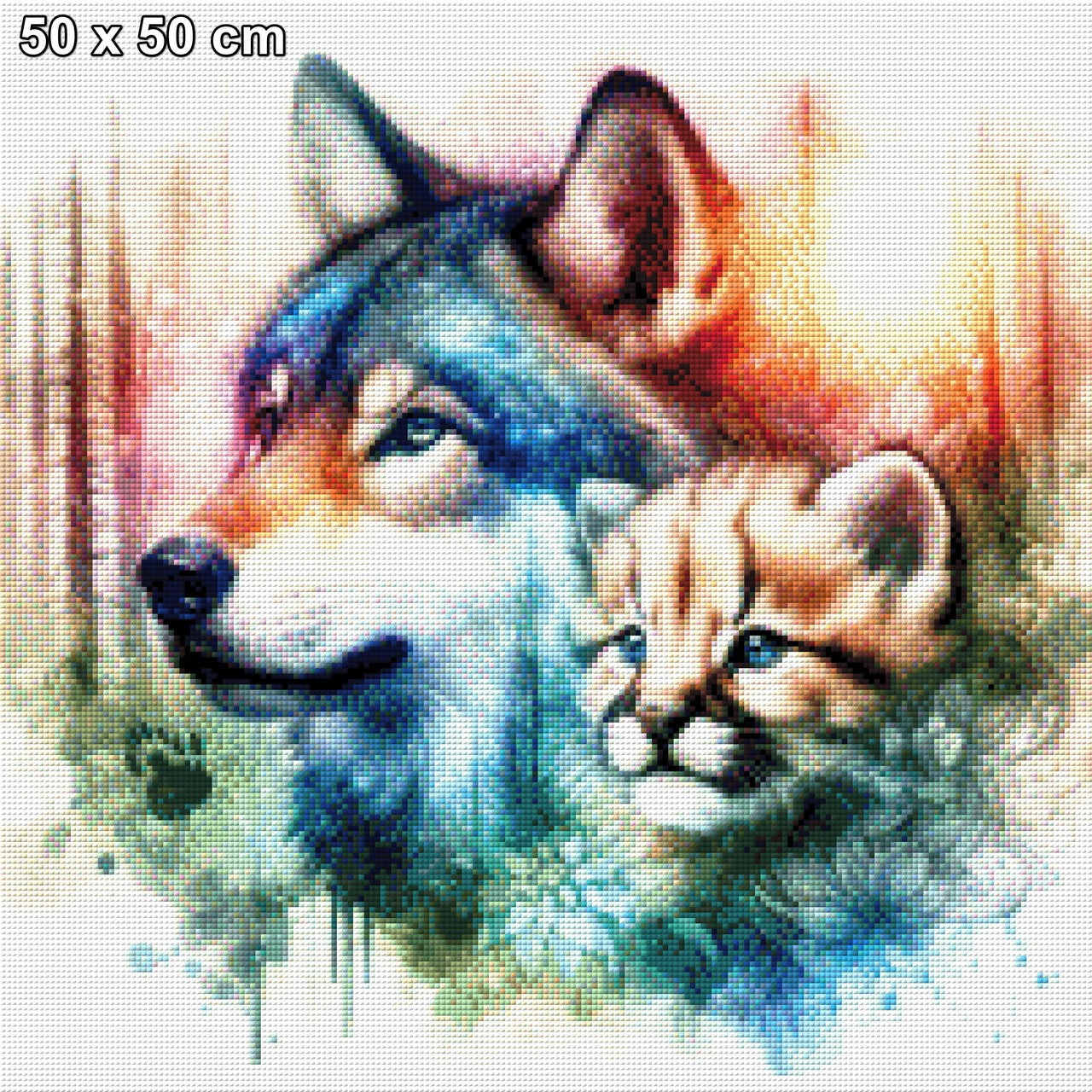 Wolf als Pflegemutter - Diamond Painting