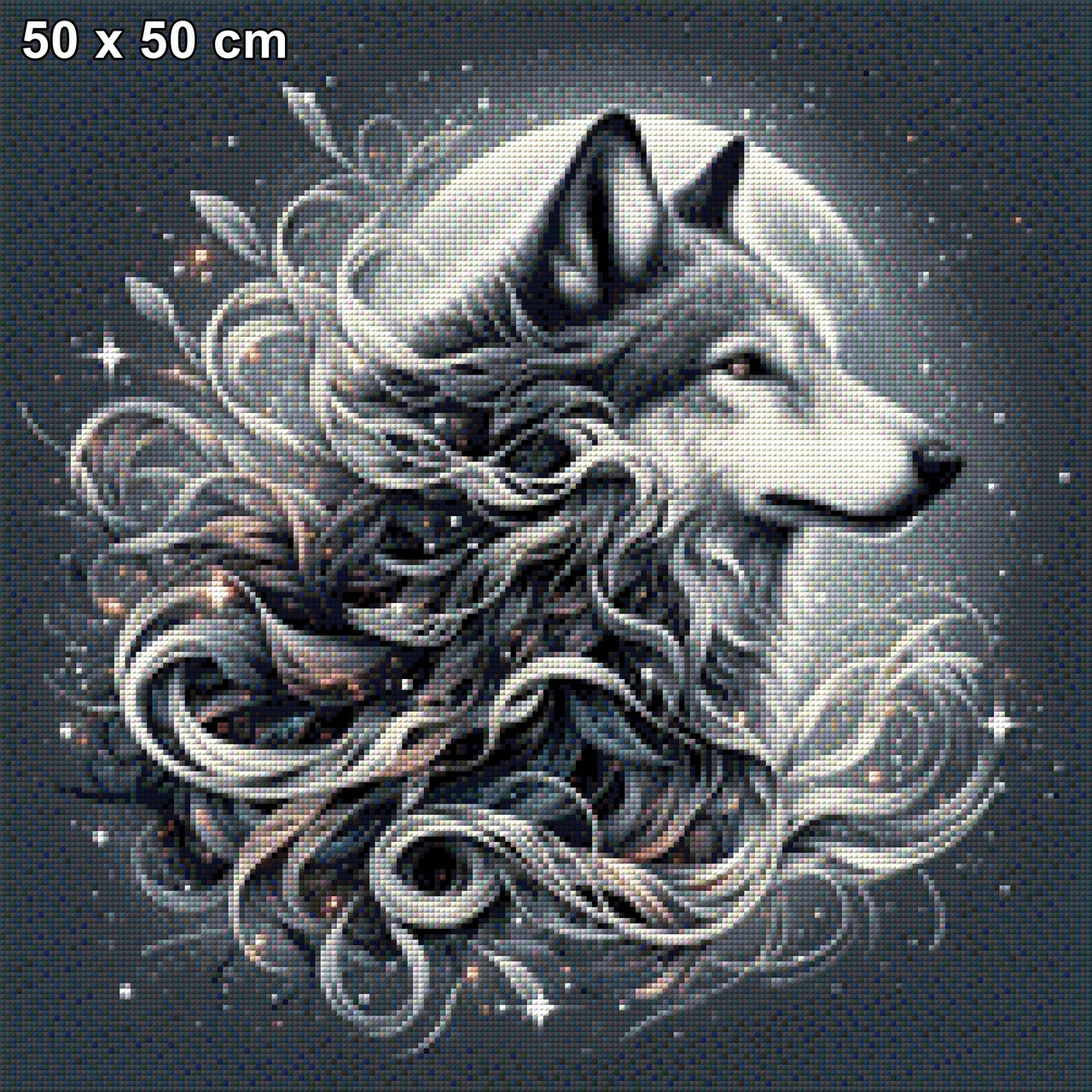 Wolf Schwarz/weiß - Diamond Painting
