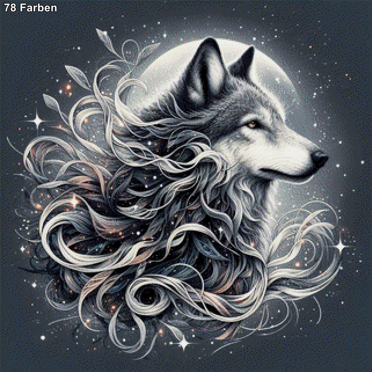 Wolf Schwarz/weiß - Diamond Painting