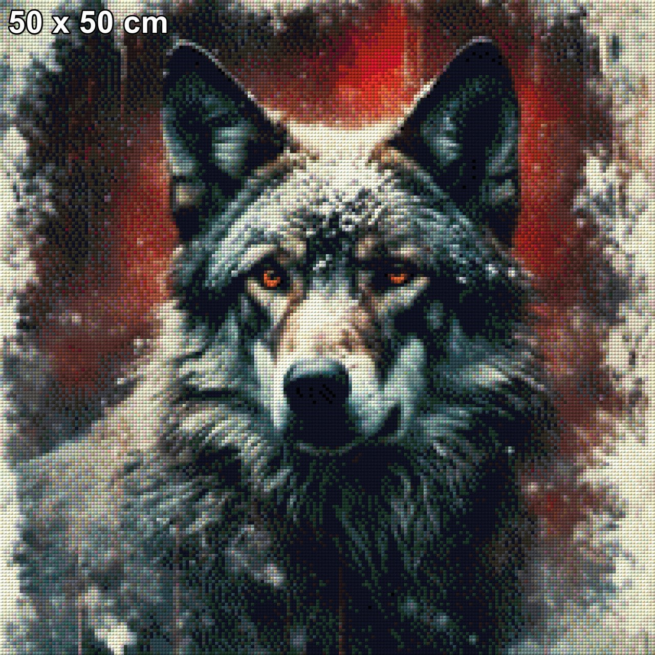 Wolf mit Schneeflocken - Diamond Painting