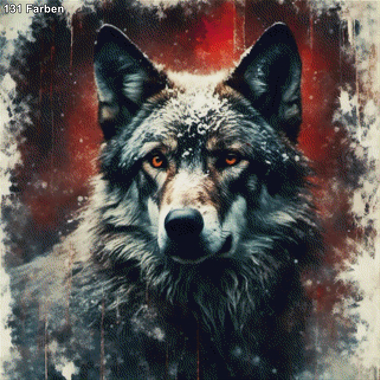 Wolf mit Schneeflocken - Diamond Painting