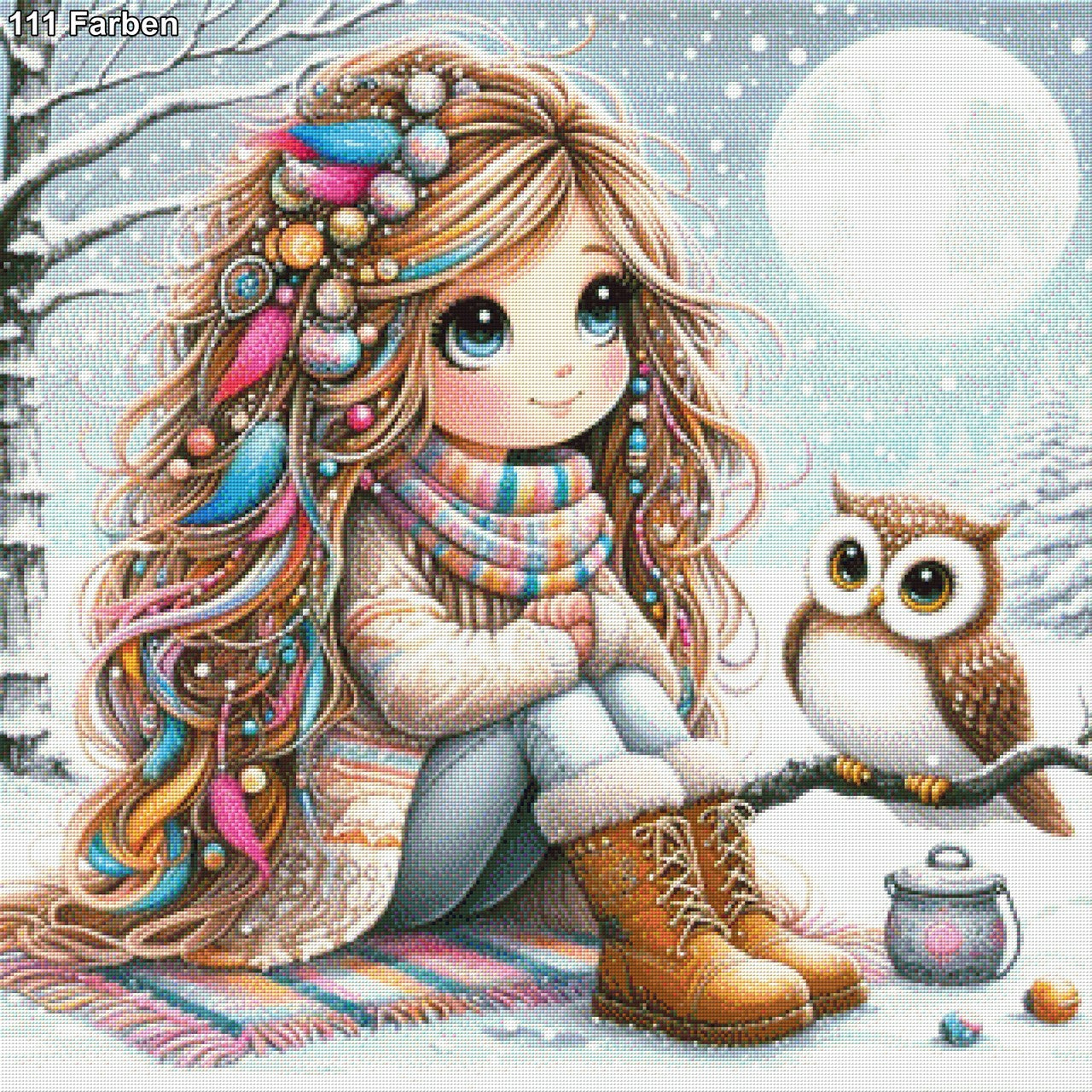 Mädchen im Schnee - Diamond Painting