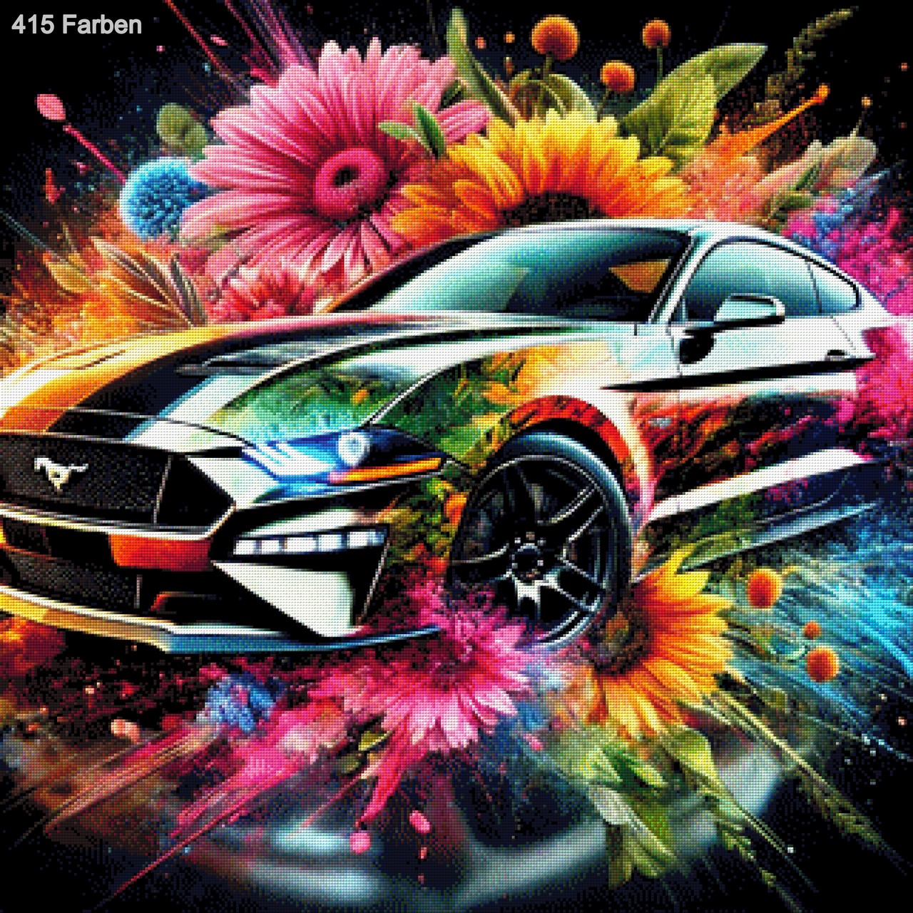 Flower Mustang - Diamond Painting