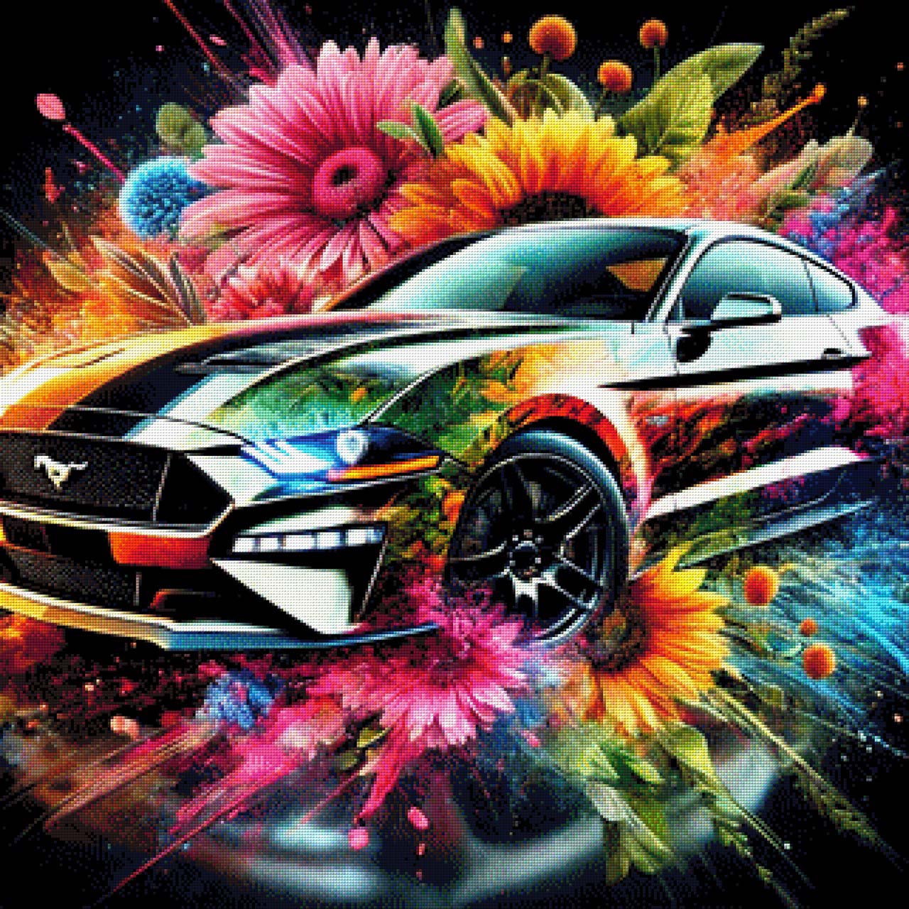 Flower Mustang - Diamond Painting