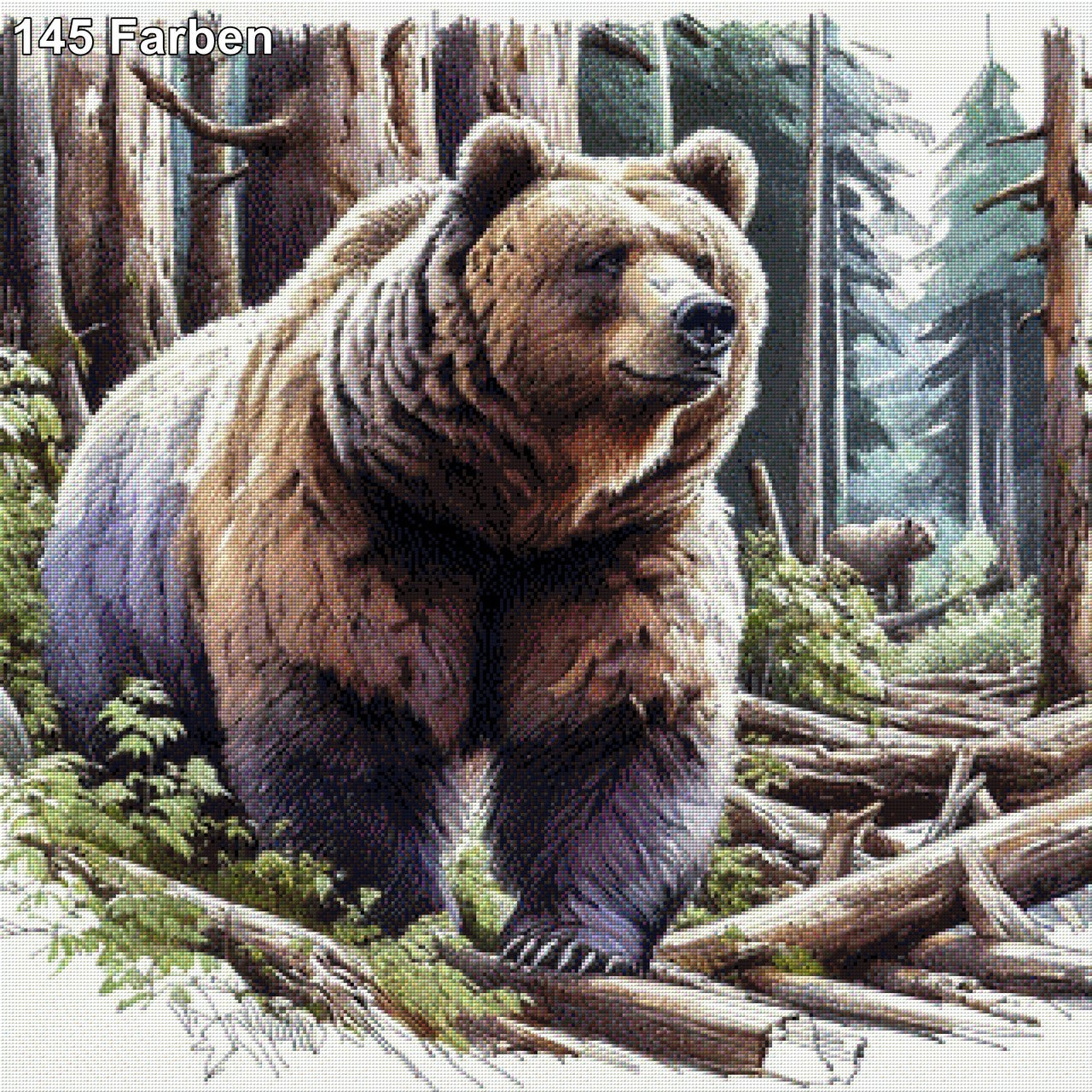 Waldtatze, Bär im Wald - Diamond Painting