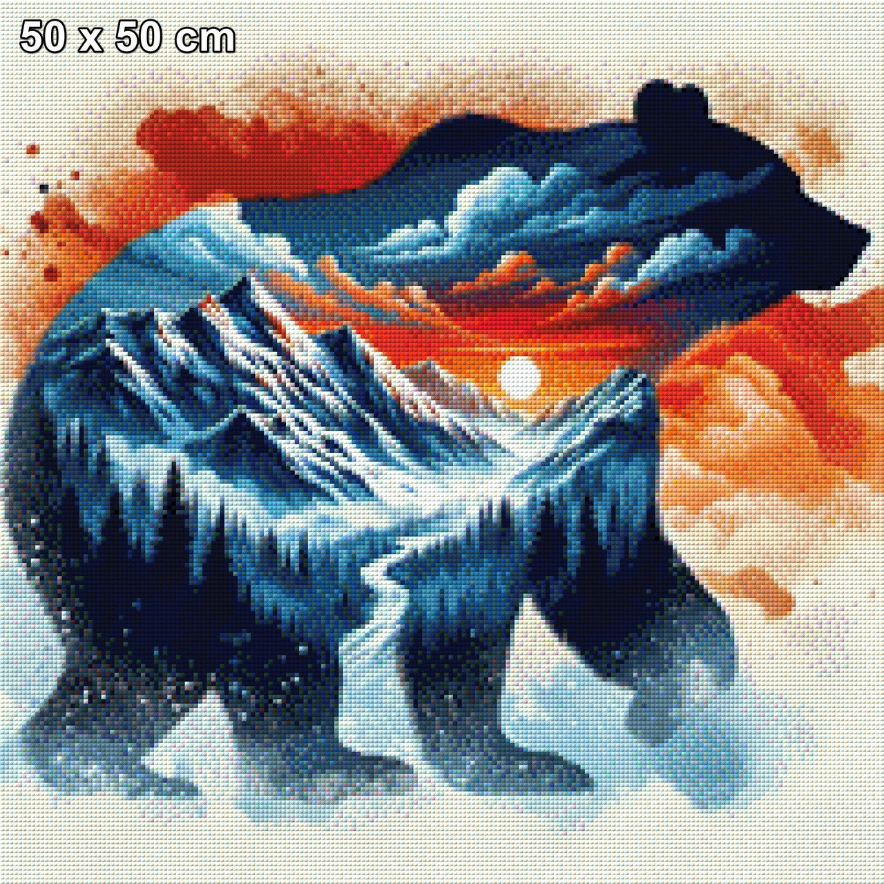 Bärenglut, Bär im Sonnenuntergang - Diamond Painting