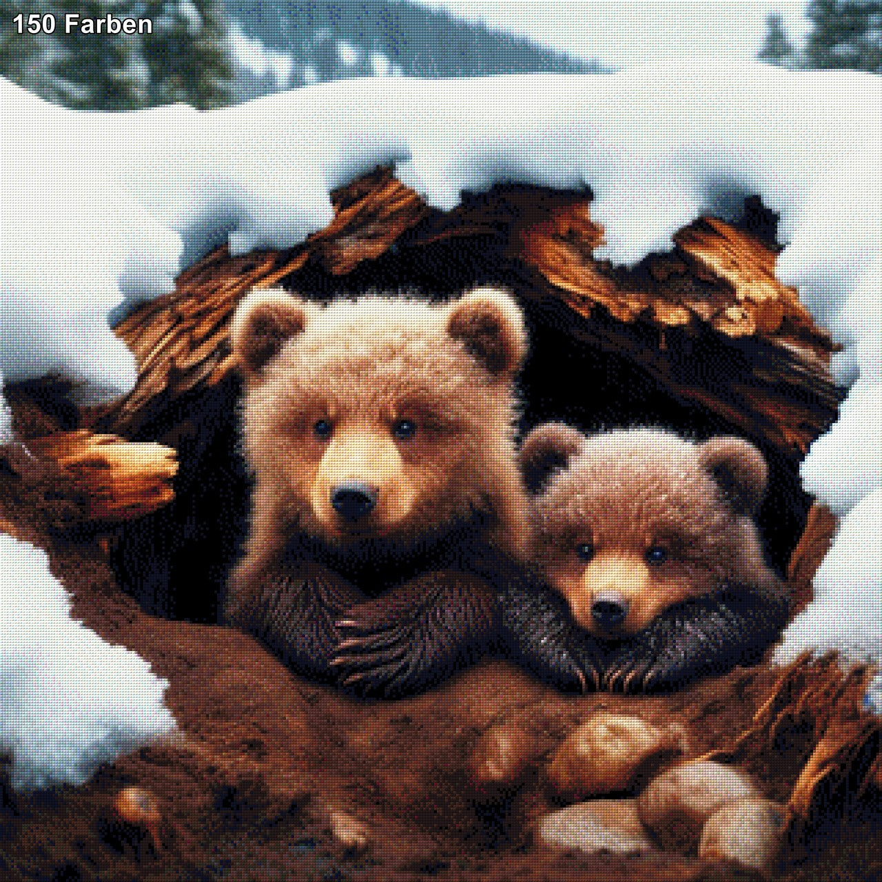 Flauschpfoten, Bärenbabys - Diamond Painting