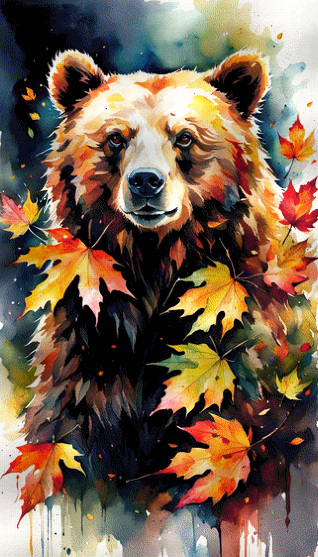 Laubtatze, Bär im Herbst - Diamond Painting