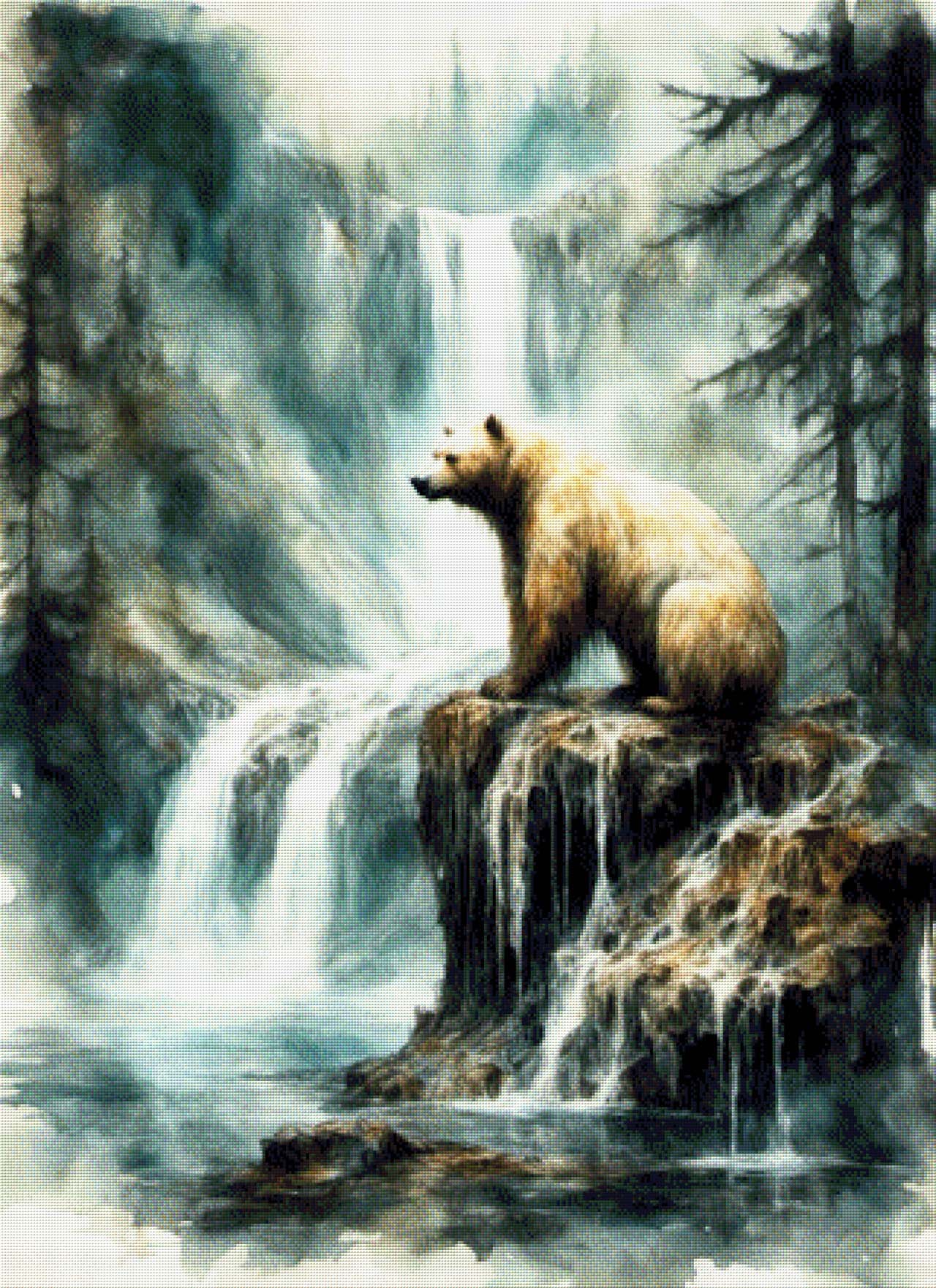 Wasserbrummer, Bär am Fluss - Diamond Painting