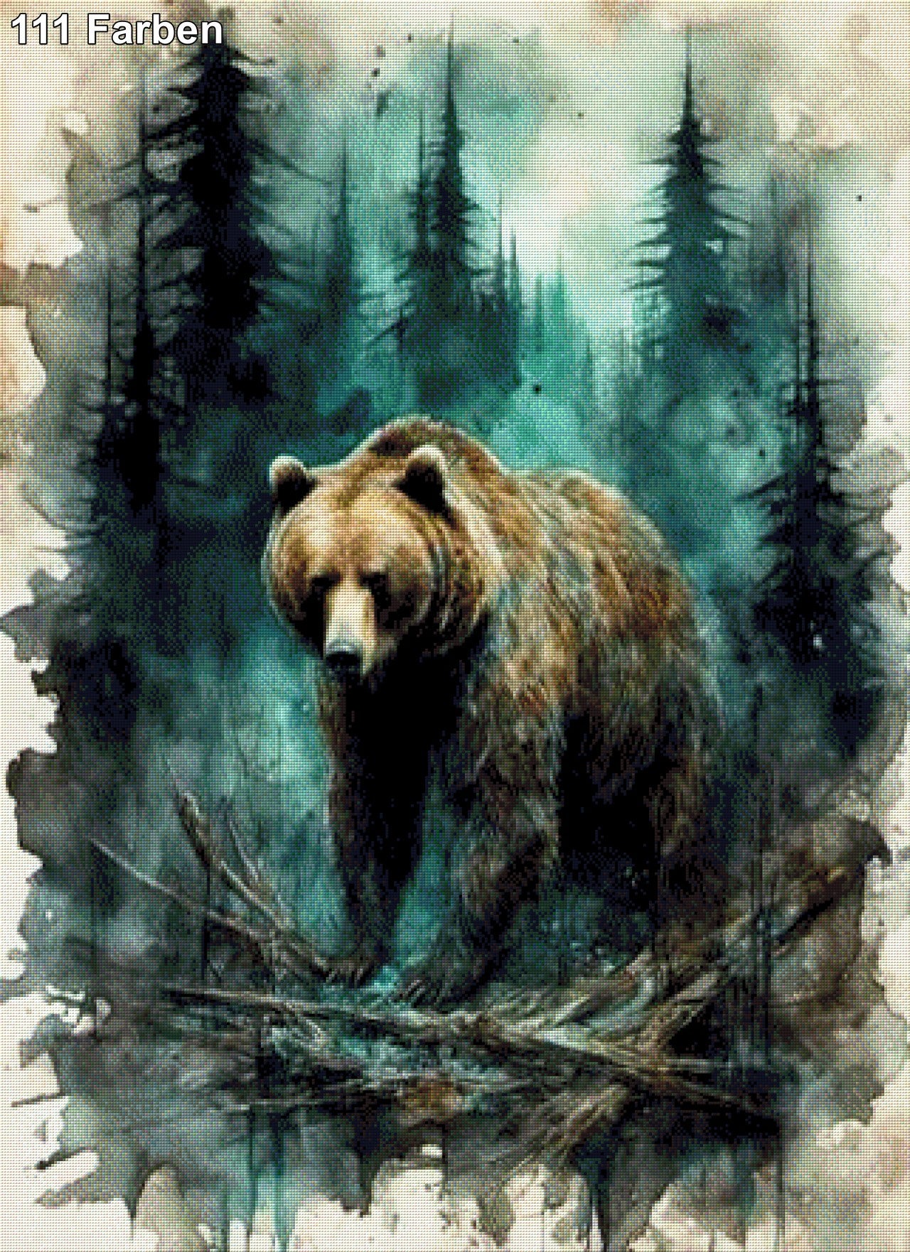 Nebelwanderer, Bär im Nebel -Diamond Painting