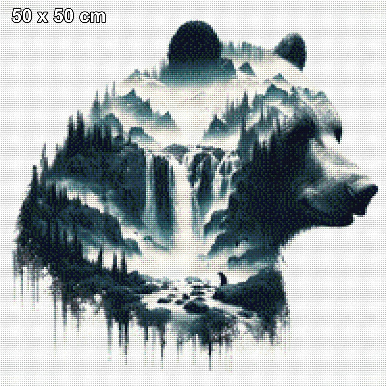 Wildquell, Gebirge mit Wasserfall im Bär - Diamond Painting