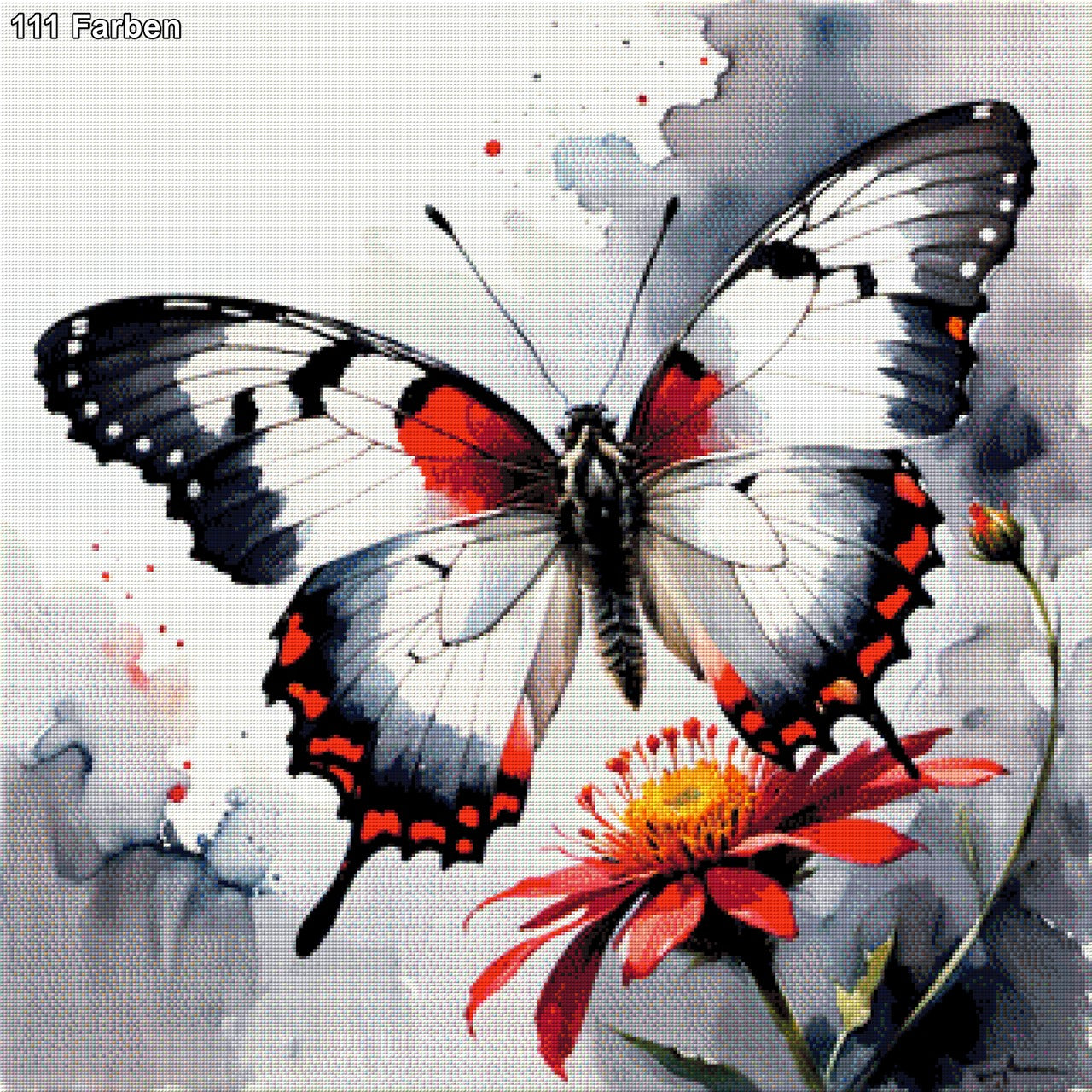 Schmetterling Rot/Weiß - Diamond Painting